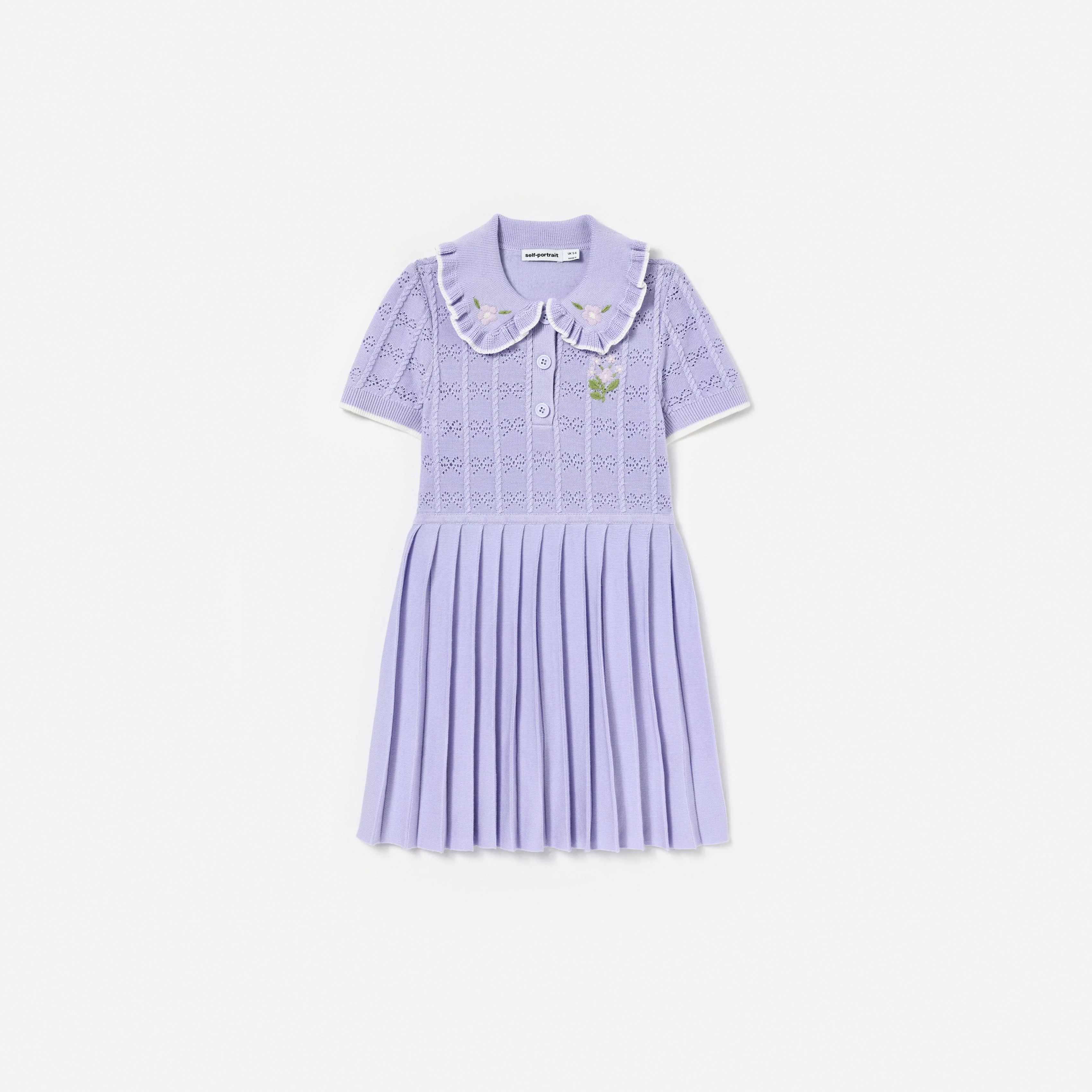 Lilac Pleated Pointelle Knit Dress
