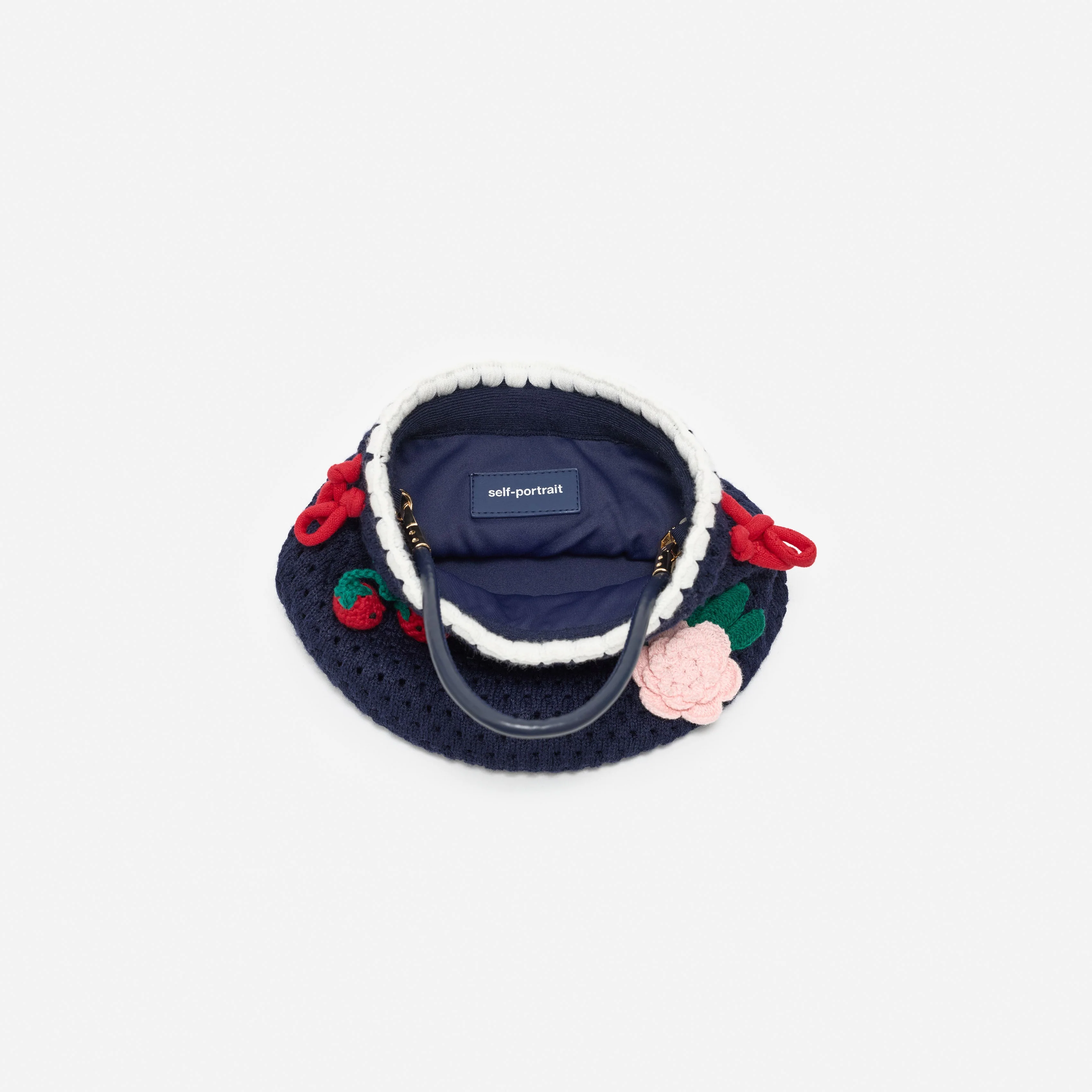 Navy Crochet Pouch Bag - Image 2