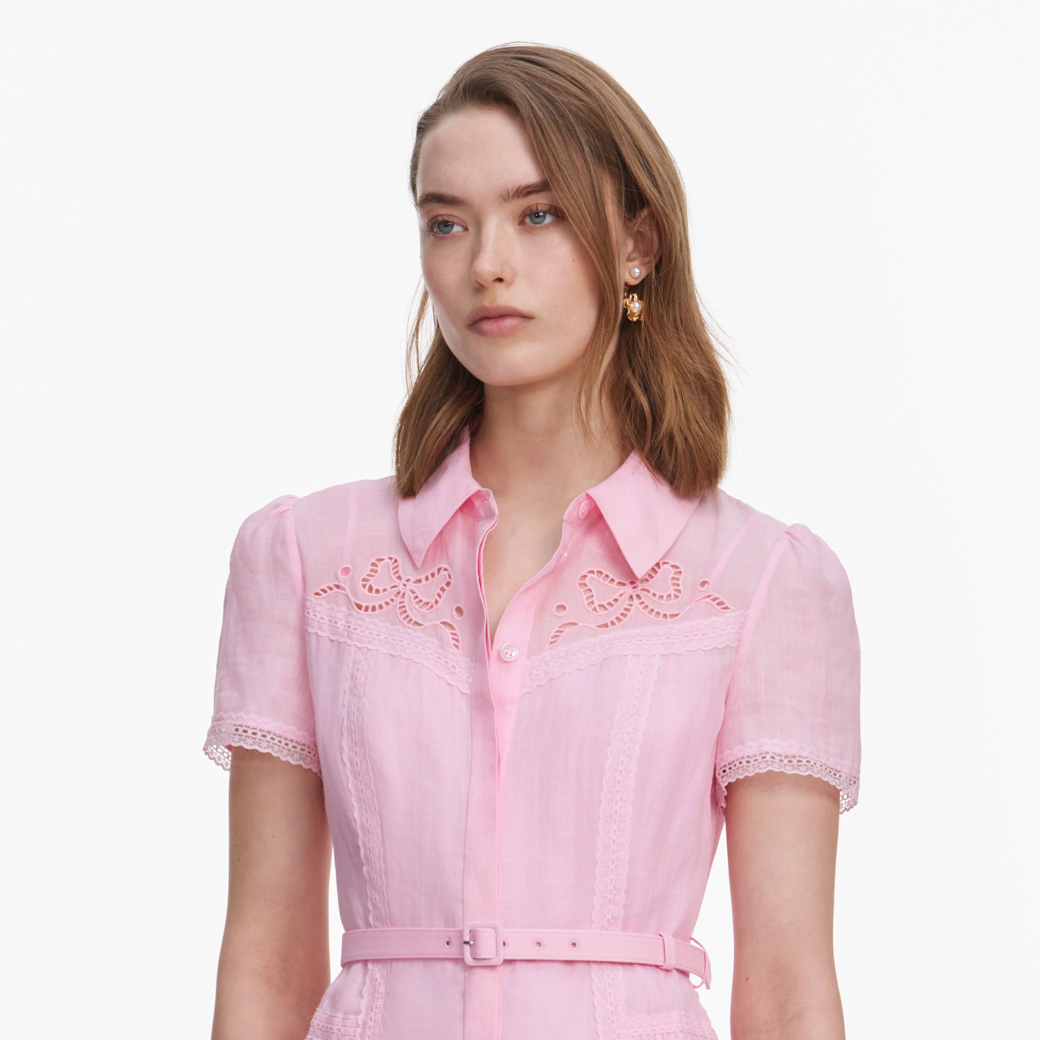 Pink Embroidered Mini Dress - Image 5