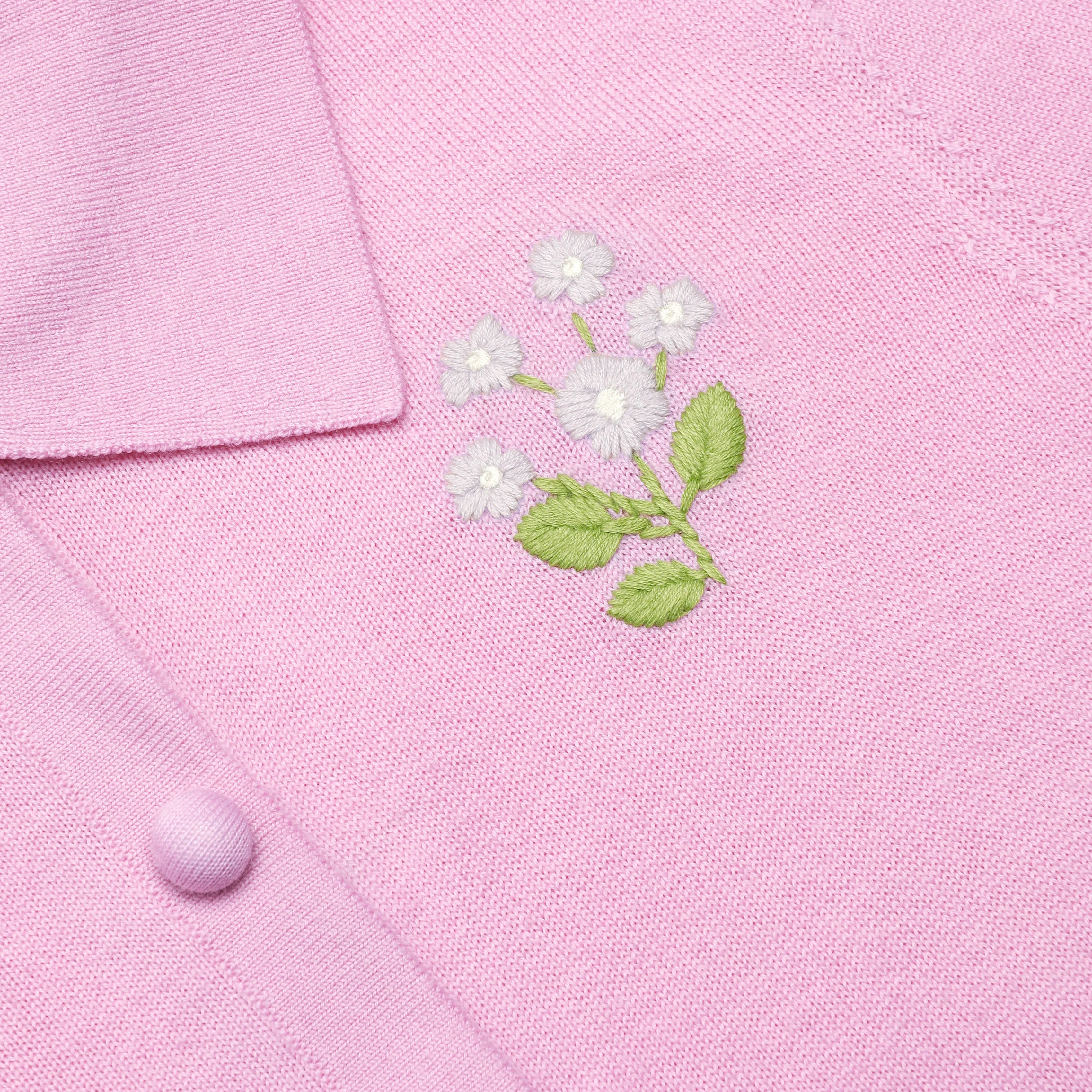 Pink Flower Embroidered Knit Cardigan - Image 6