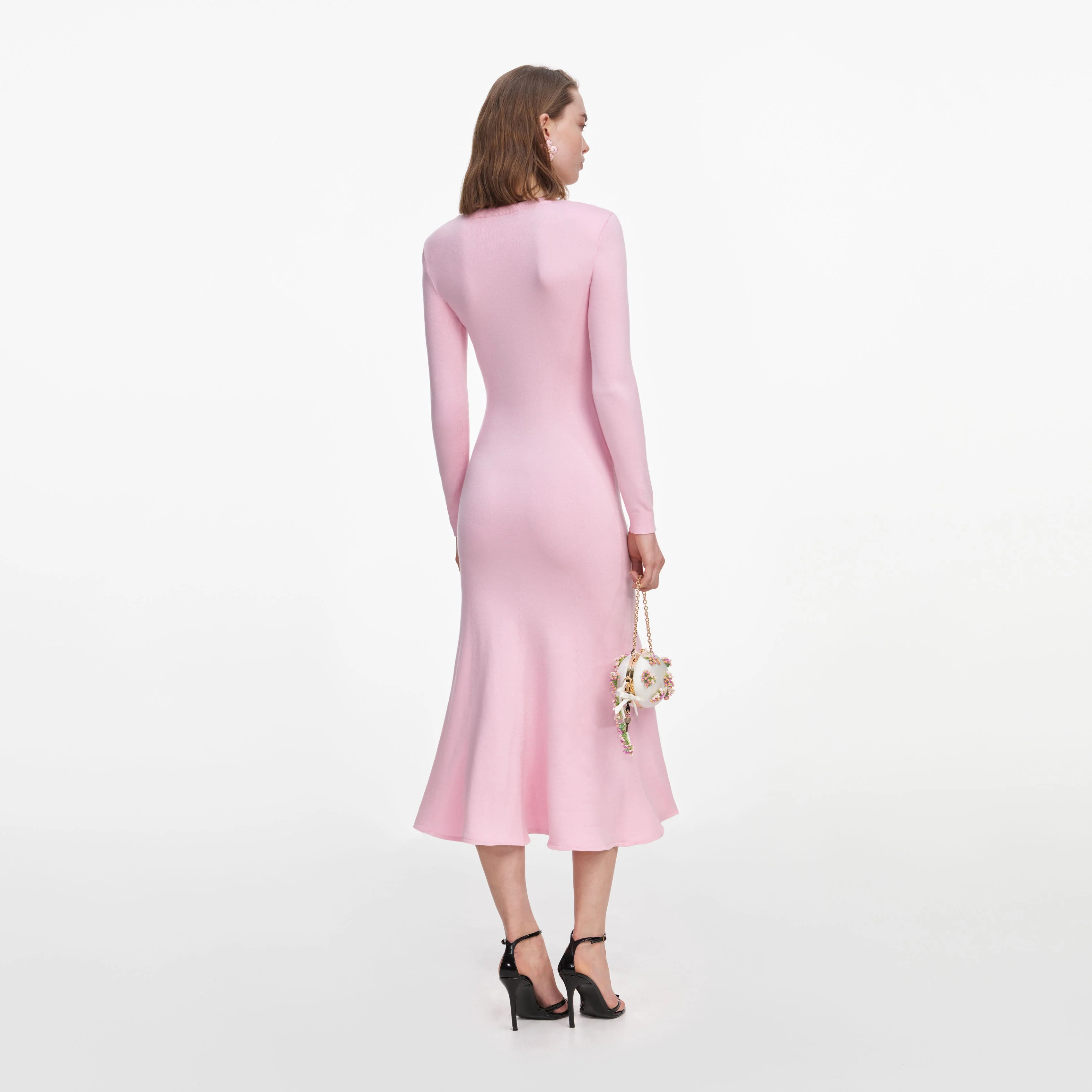 Pink Flower Knit Midi Dress - Image 3