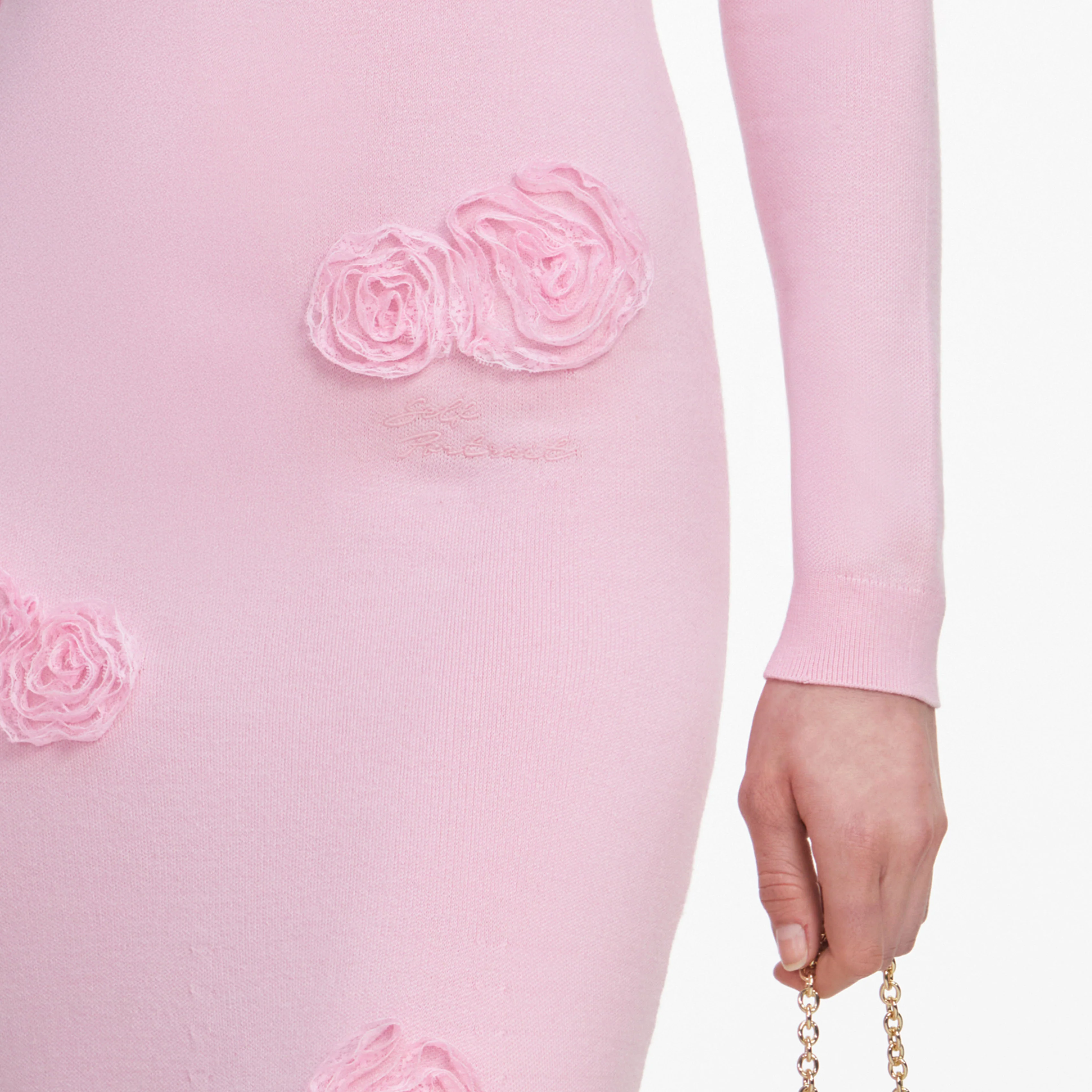 Pink Flower Knit Midi Dress - Image 5
