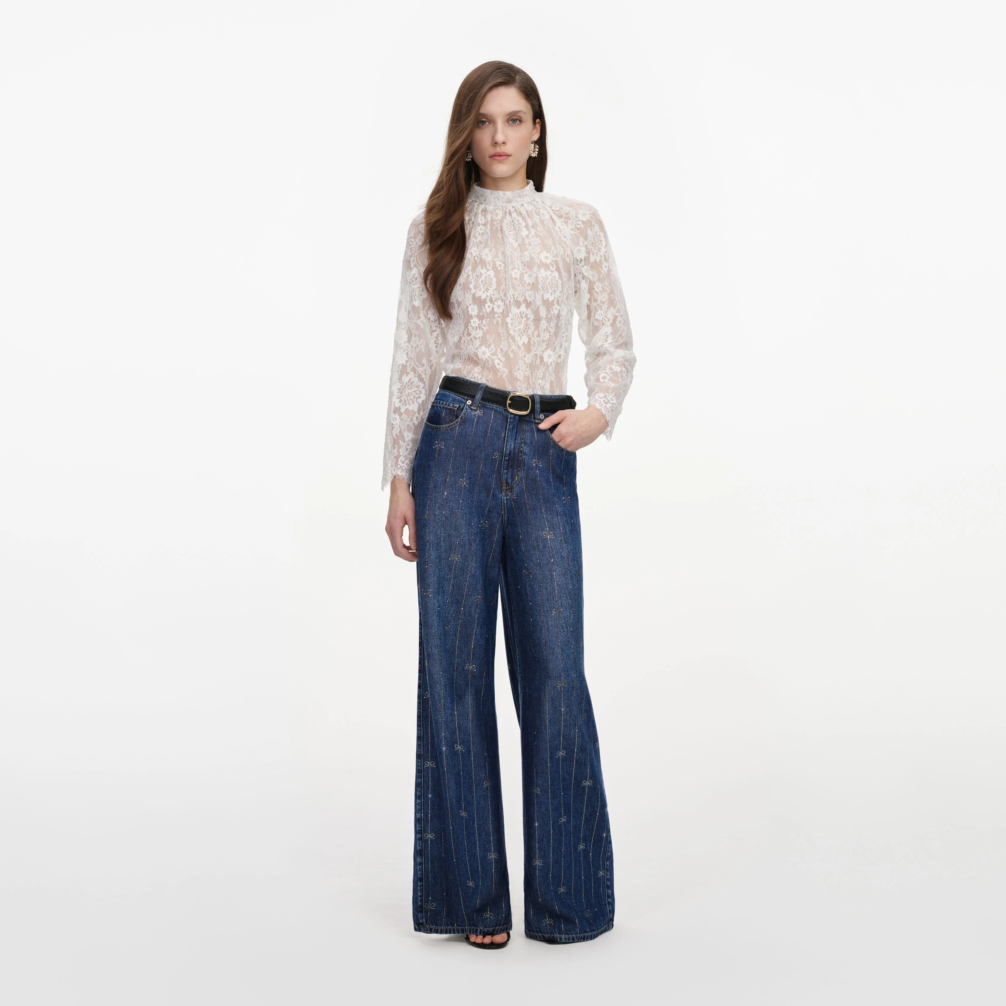 Rhinestone Stripe Denim Jeans