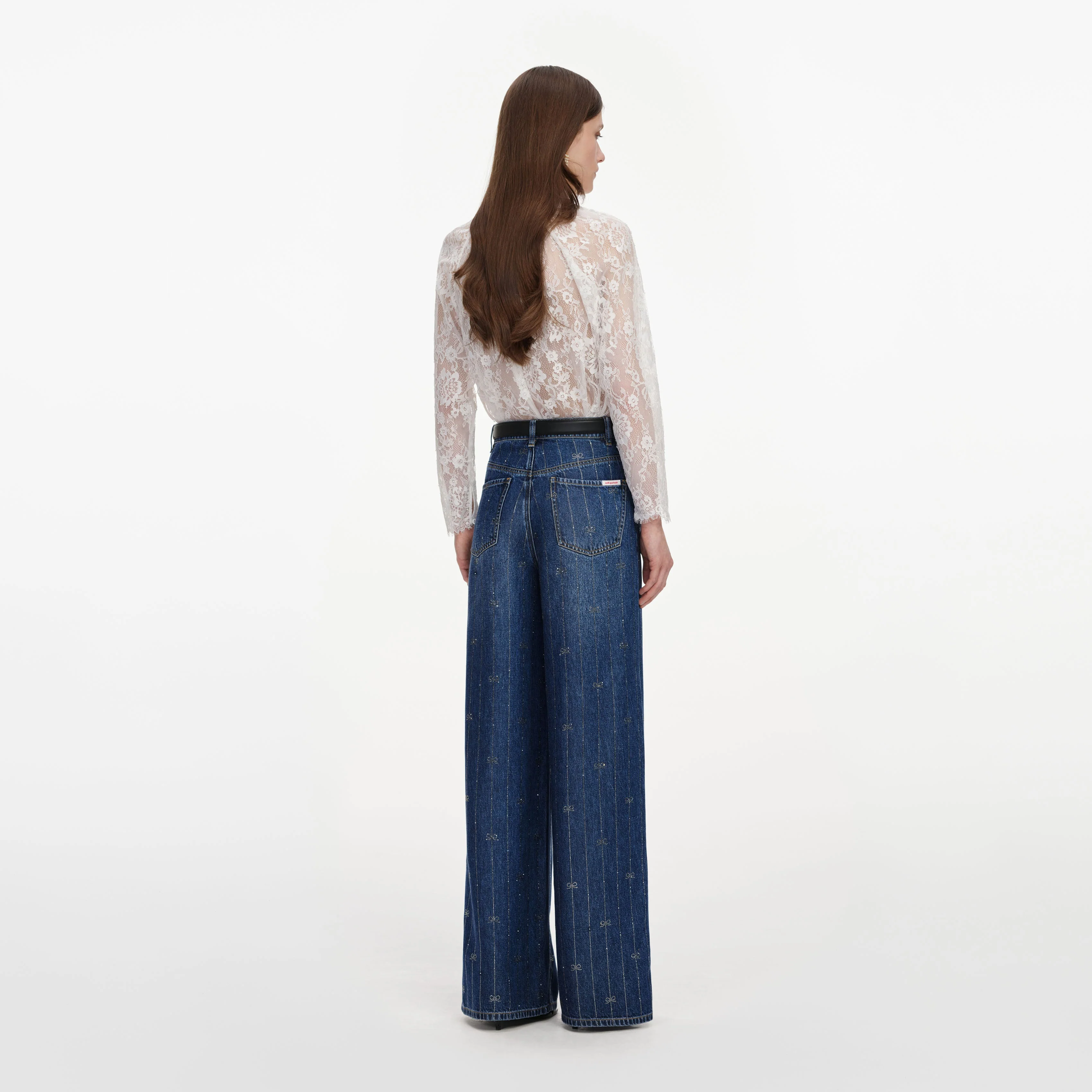 Rhinestone Stripe Denim Jeans - Image 3