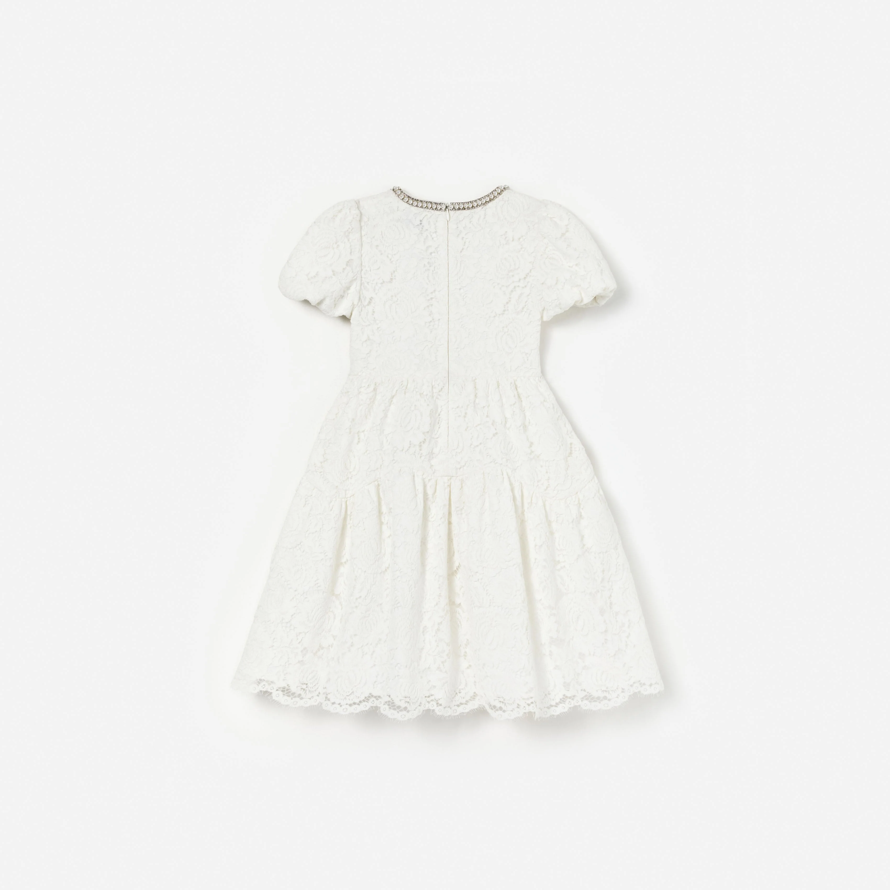 White Lace Pearl Trim Dress - Image 2