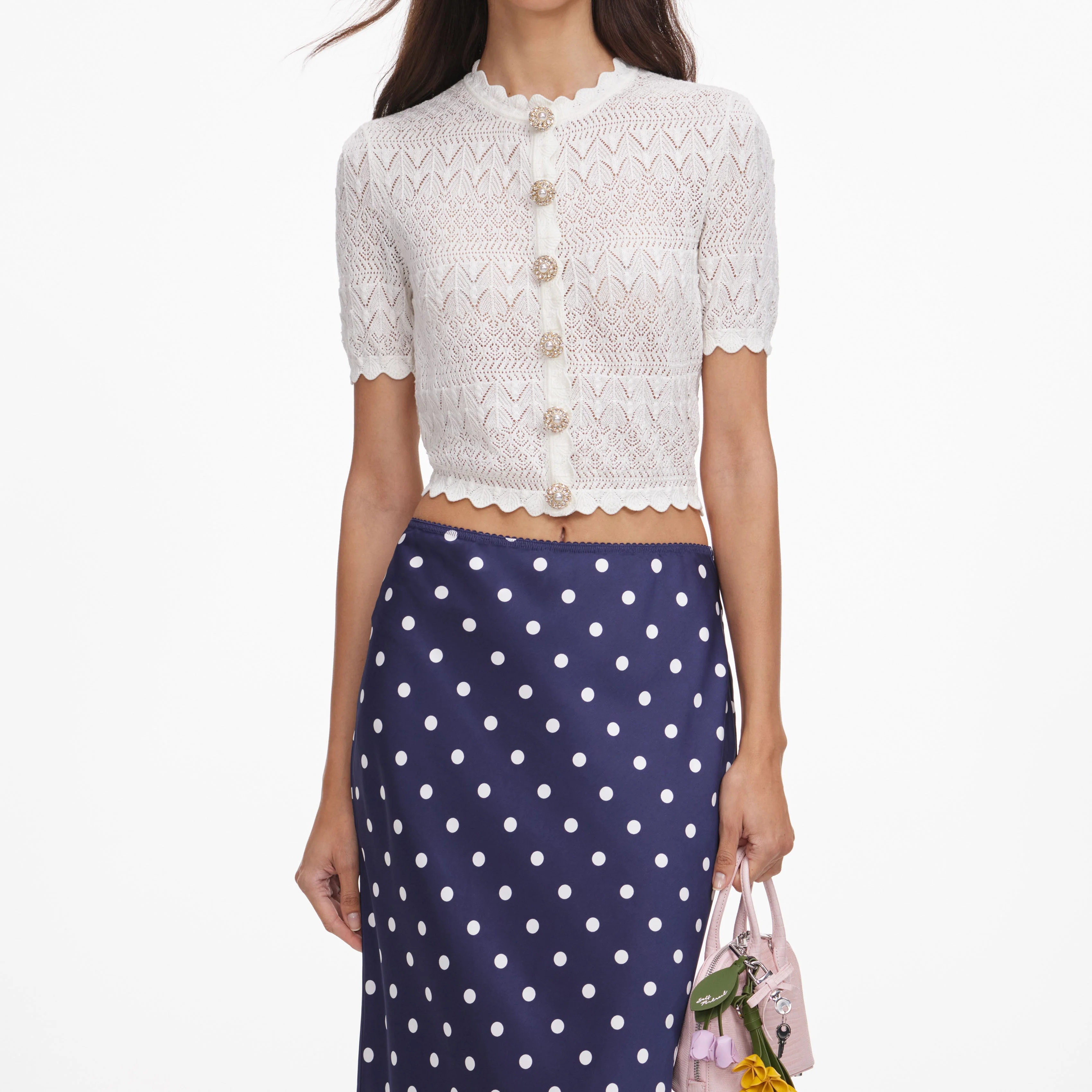 White Pointelle Knit Top - Image 4