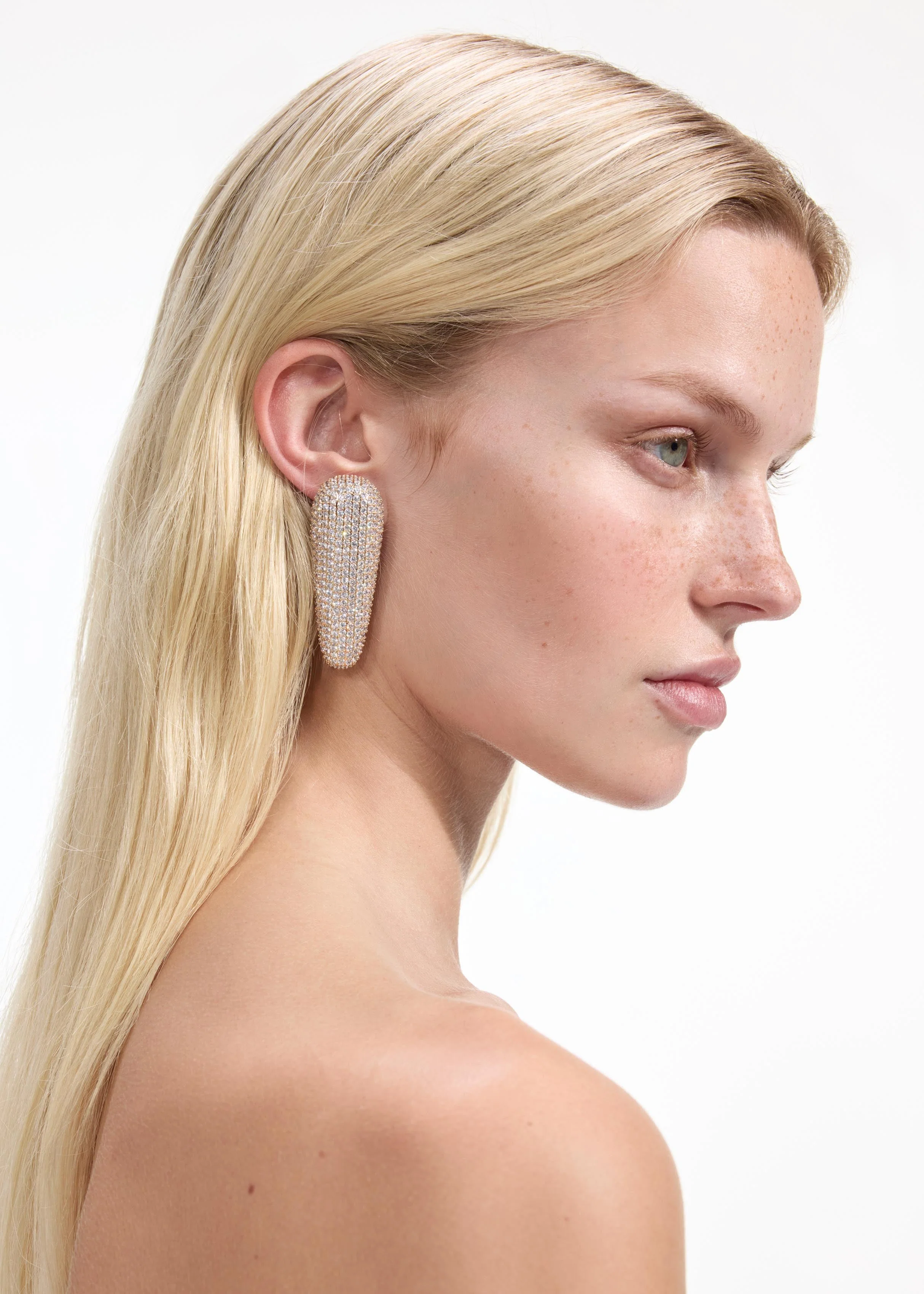 Gold Crystal Bar Earrings - Image 2
