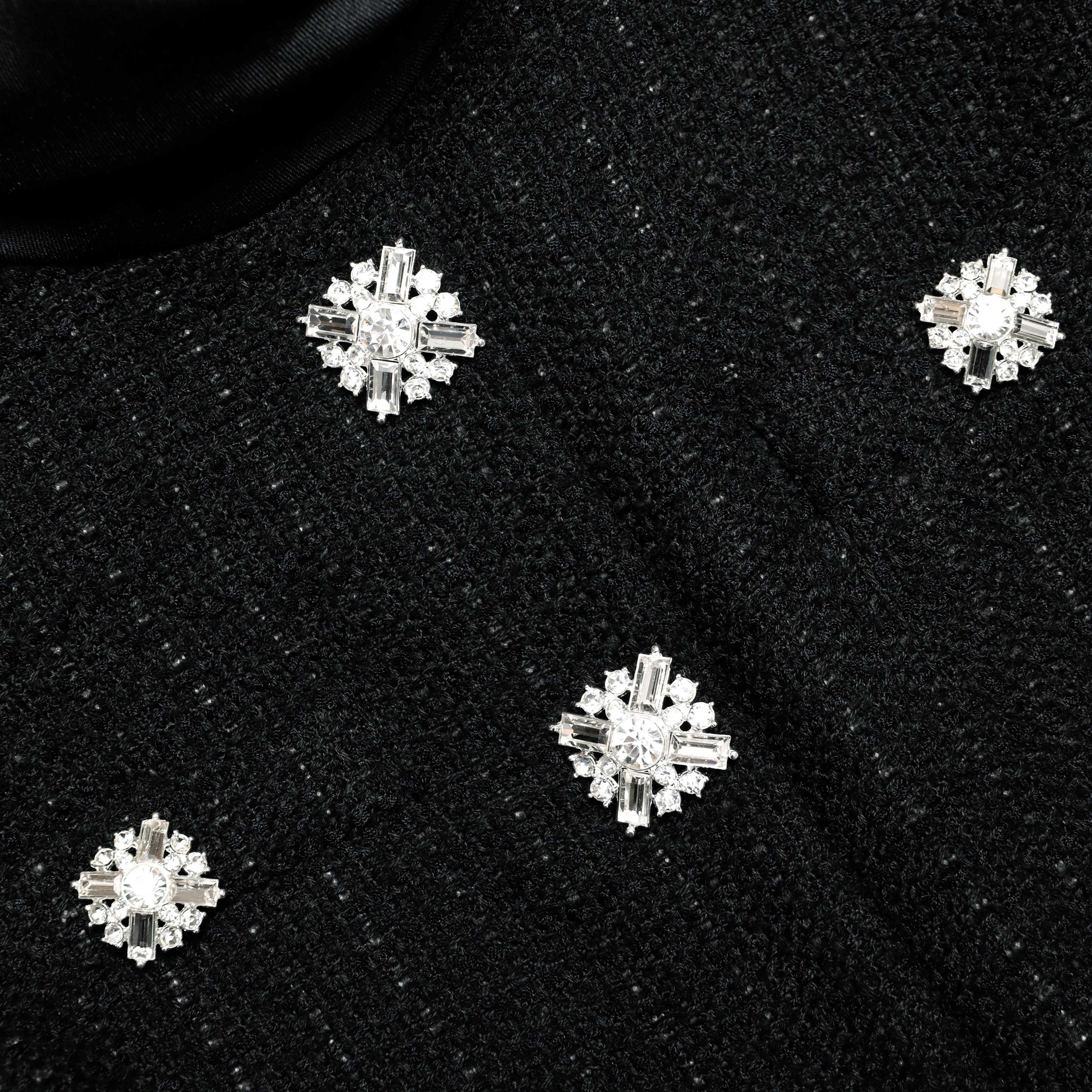 Black Boucle Taffeta Midi Dress - Image 5