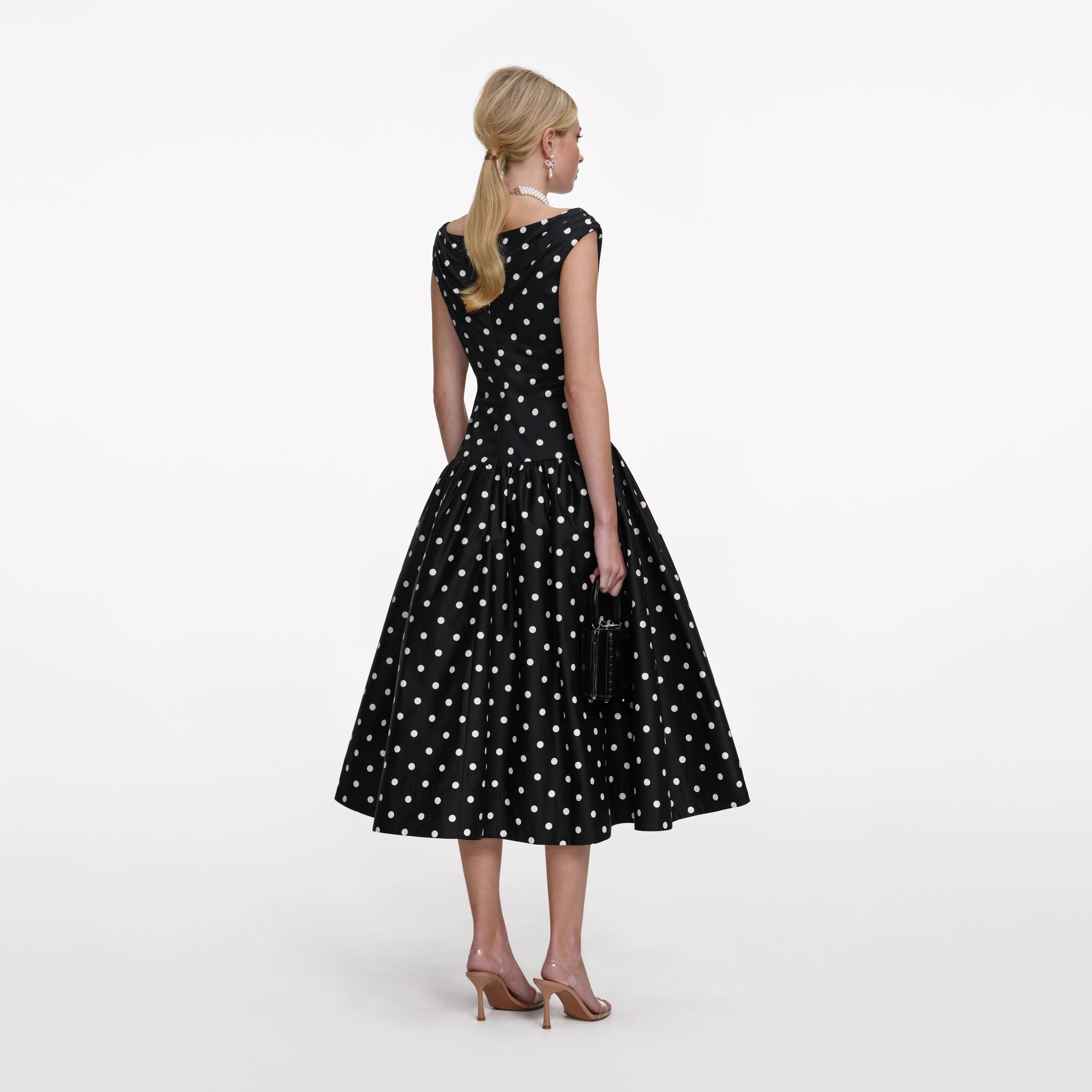 Black Cotton Midi Dress - Image 3