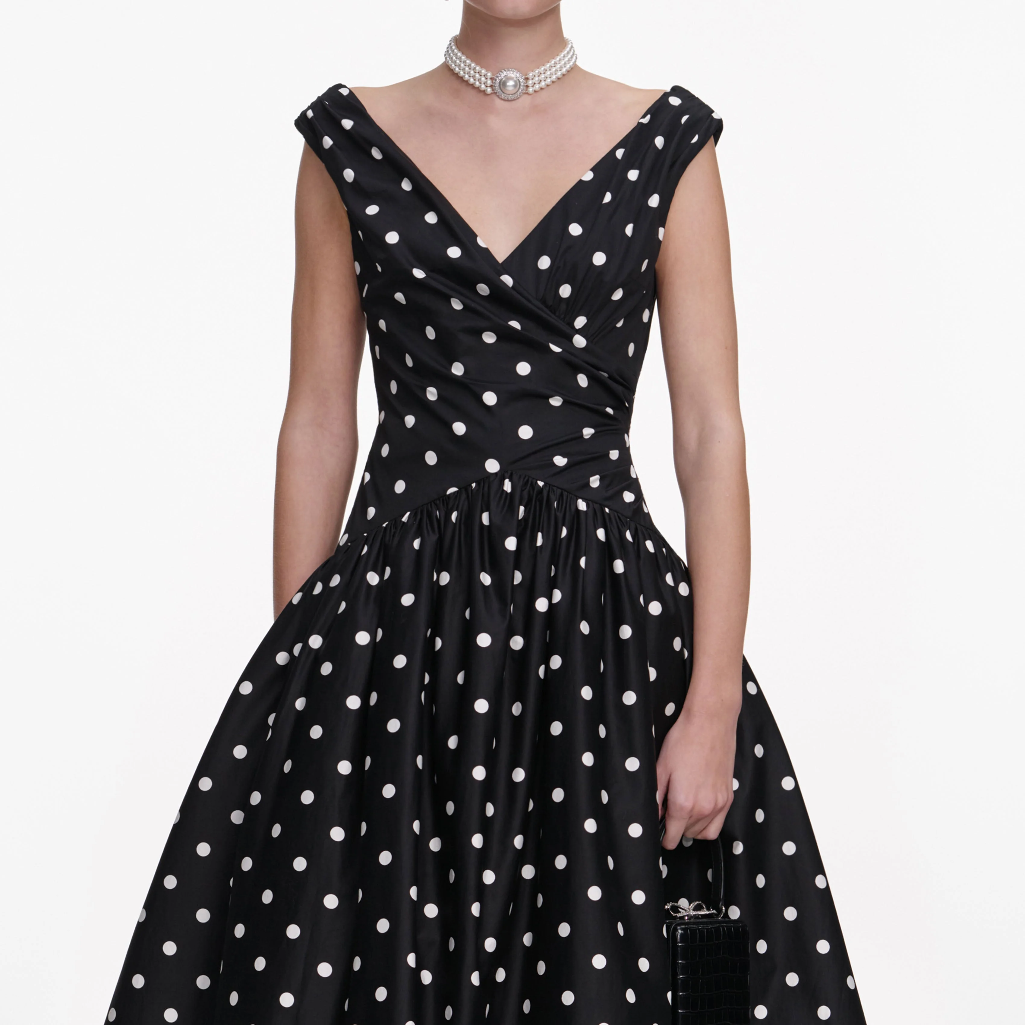 Black Cotton Midi Dress - Image 4