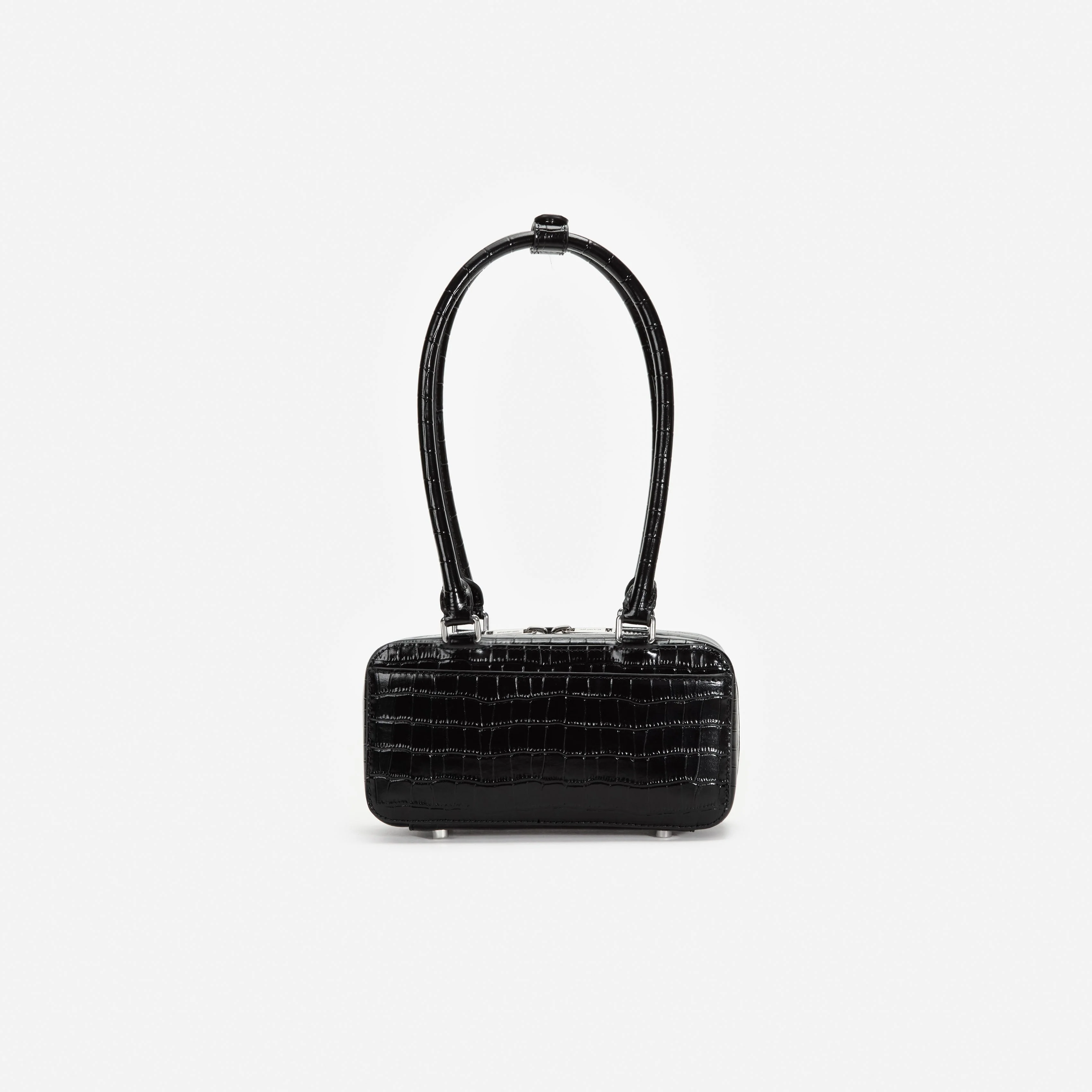 Black Croc Leather Mini Shoulder Bag - Image 3