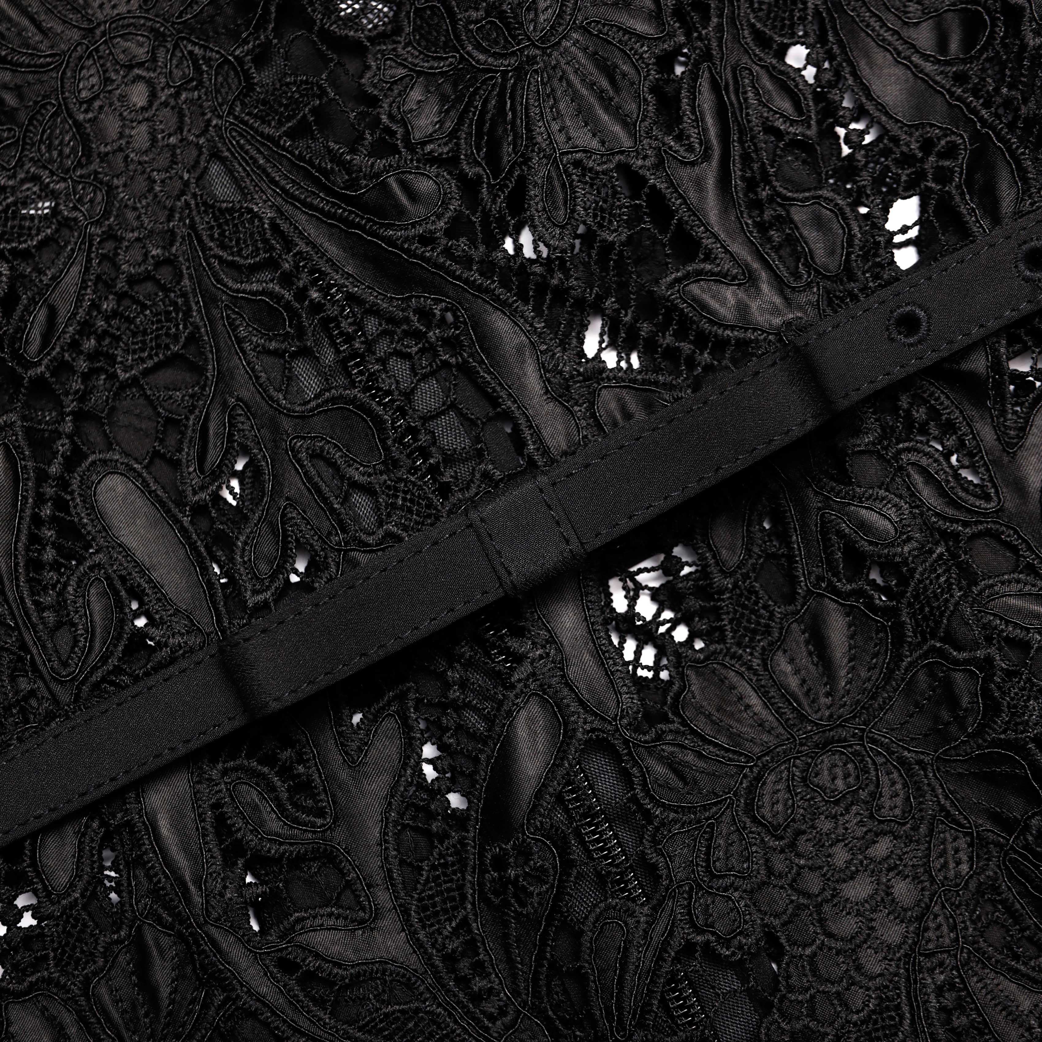 Black Guipure Lace Midi Dress - Image 5