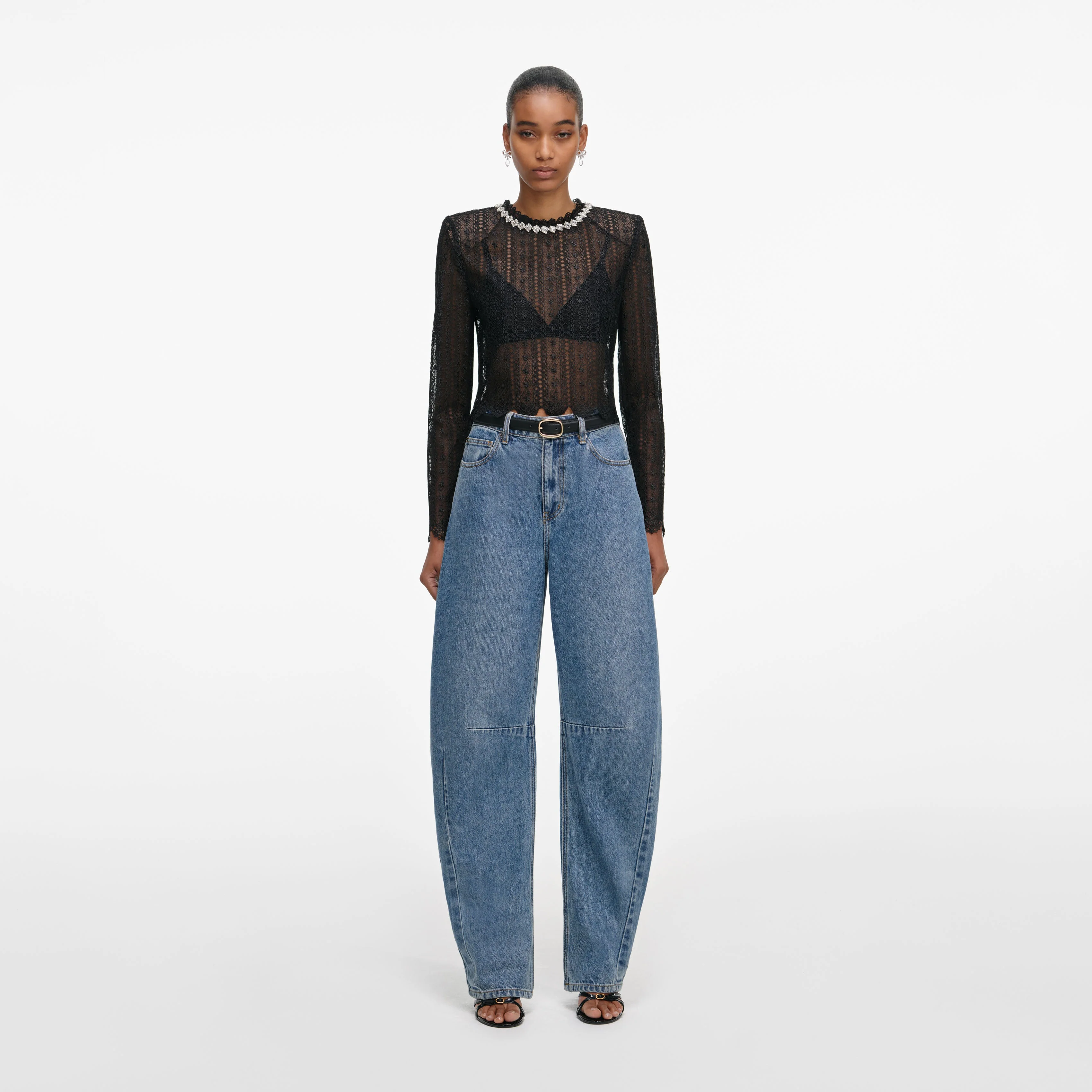 Black Organza Lace Top