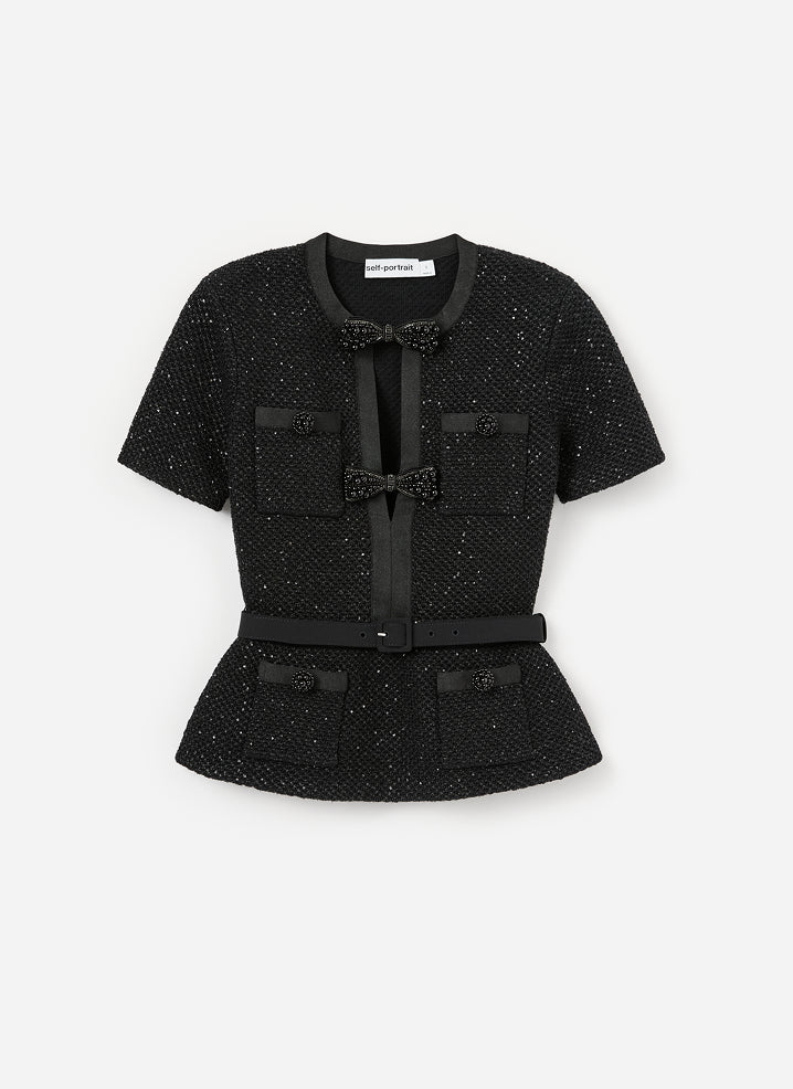Black Sequin Knit Top - Image 6