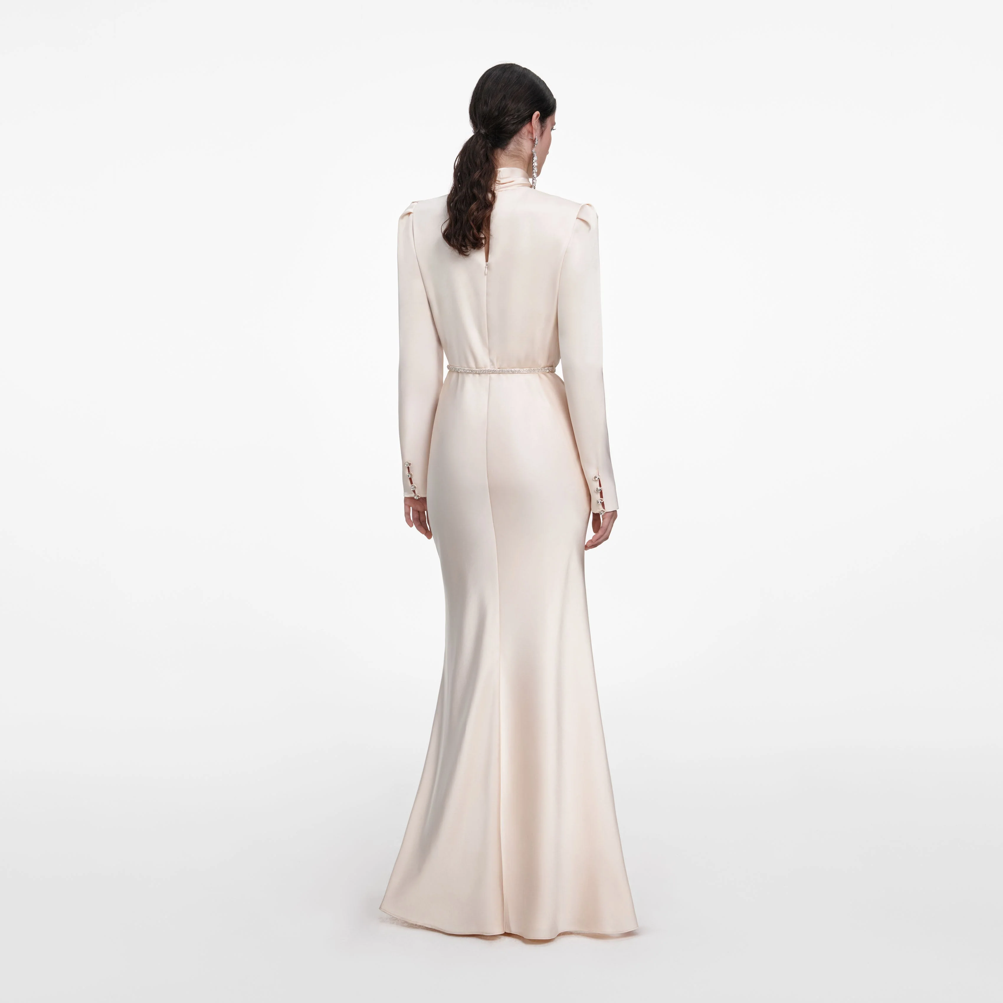 Champagne Satin Maxi Dress - Image 3