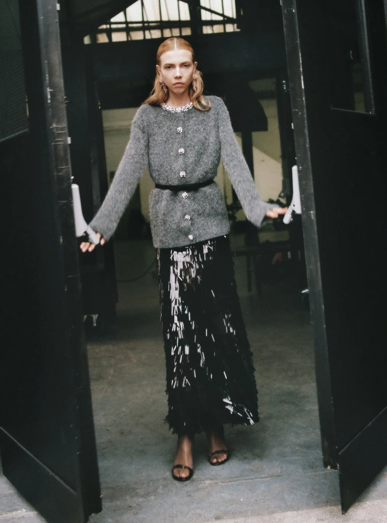 Charcoal Crystal Trim Cardigan - Image 6