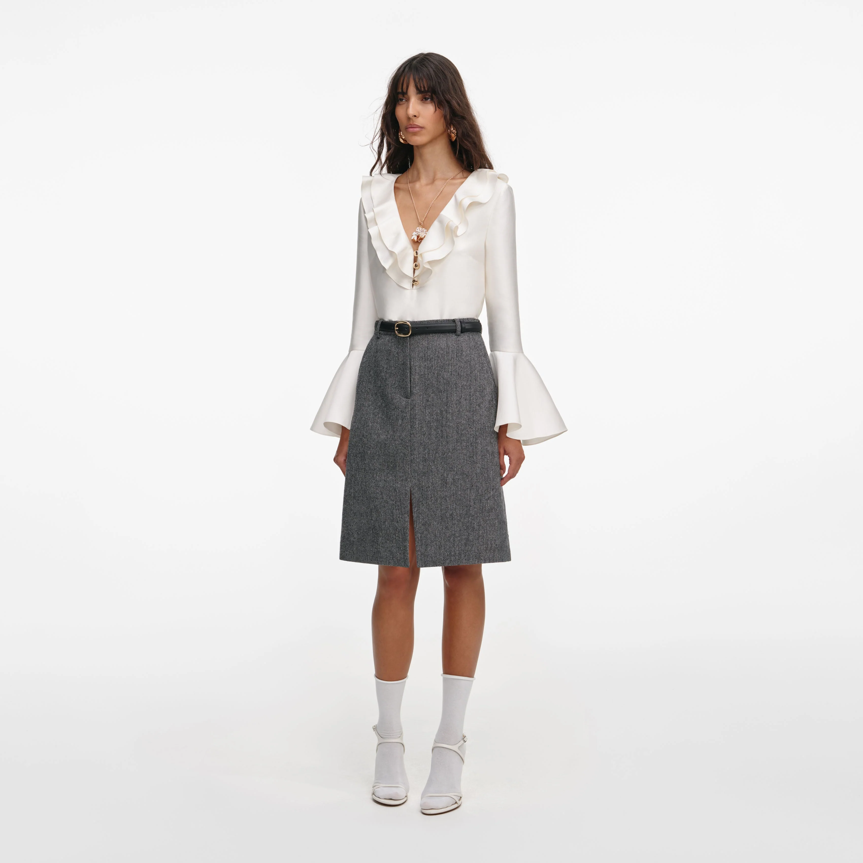 Cream Taffeta Ruffle Top - Image 2