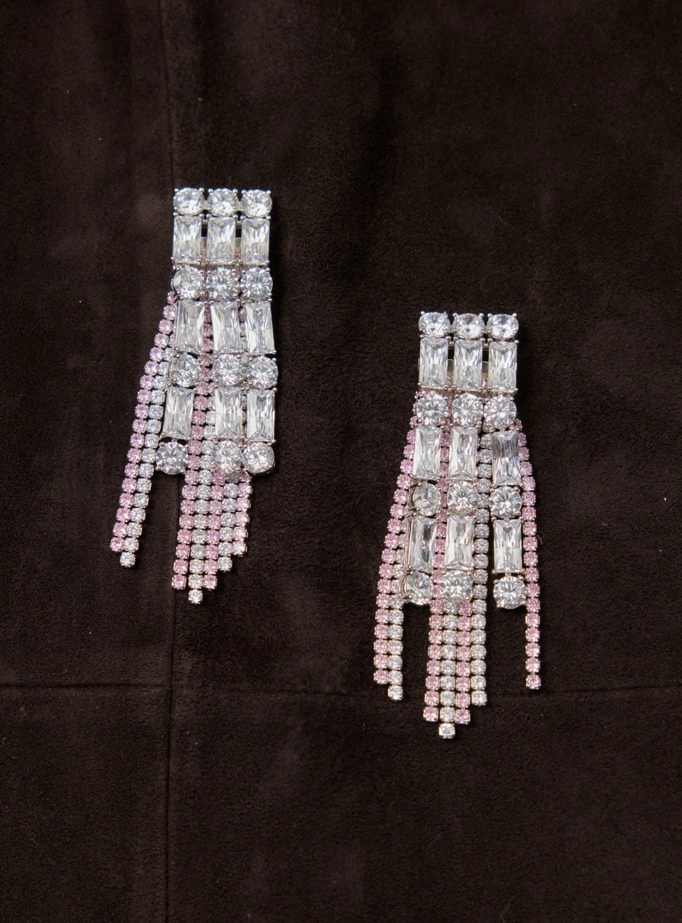 Crystal Pink Droplet Earrings - Image 2