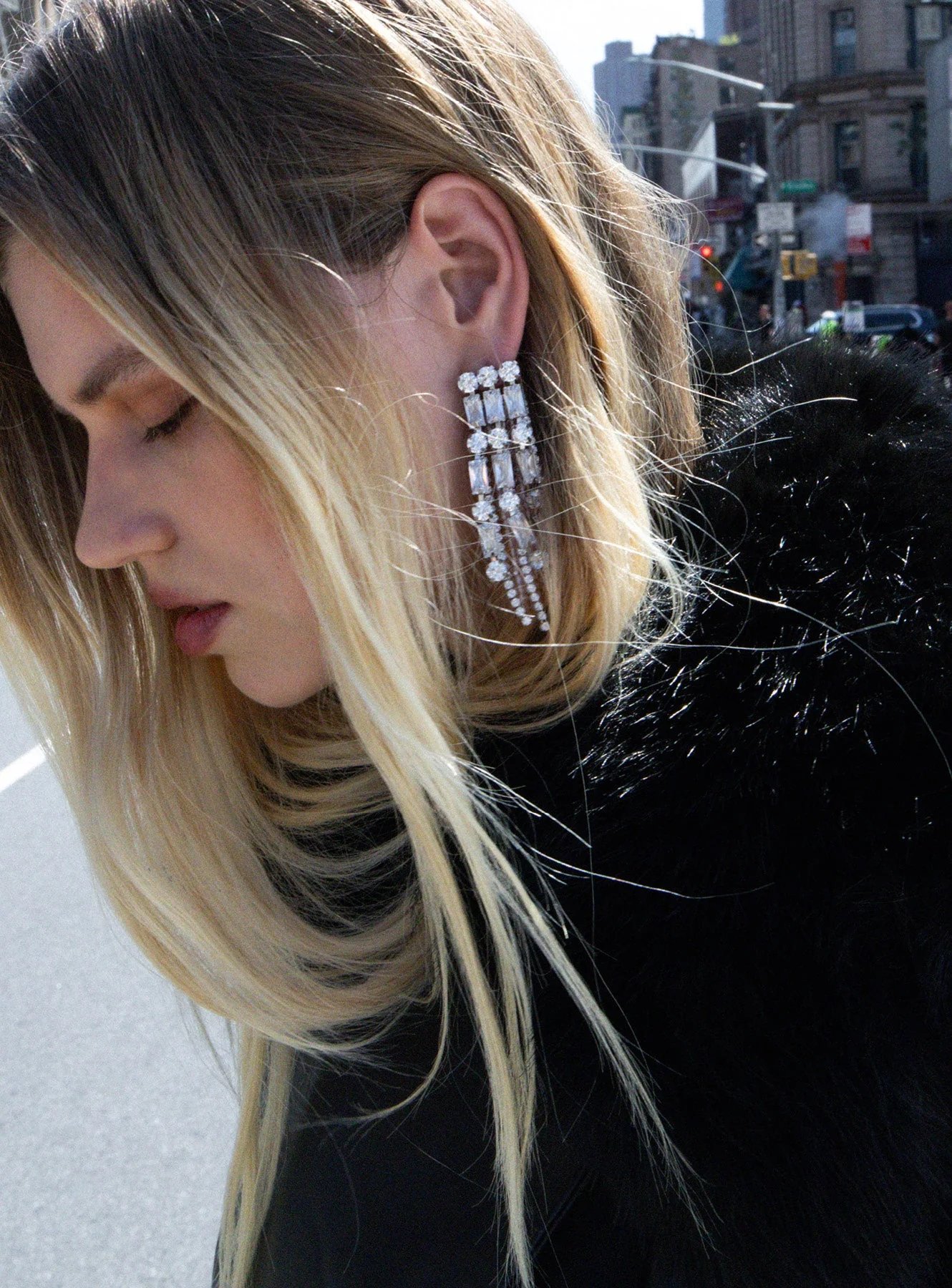 Crystal Pink Droplet Earrings - Image 3