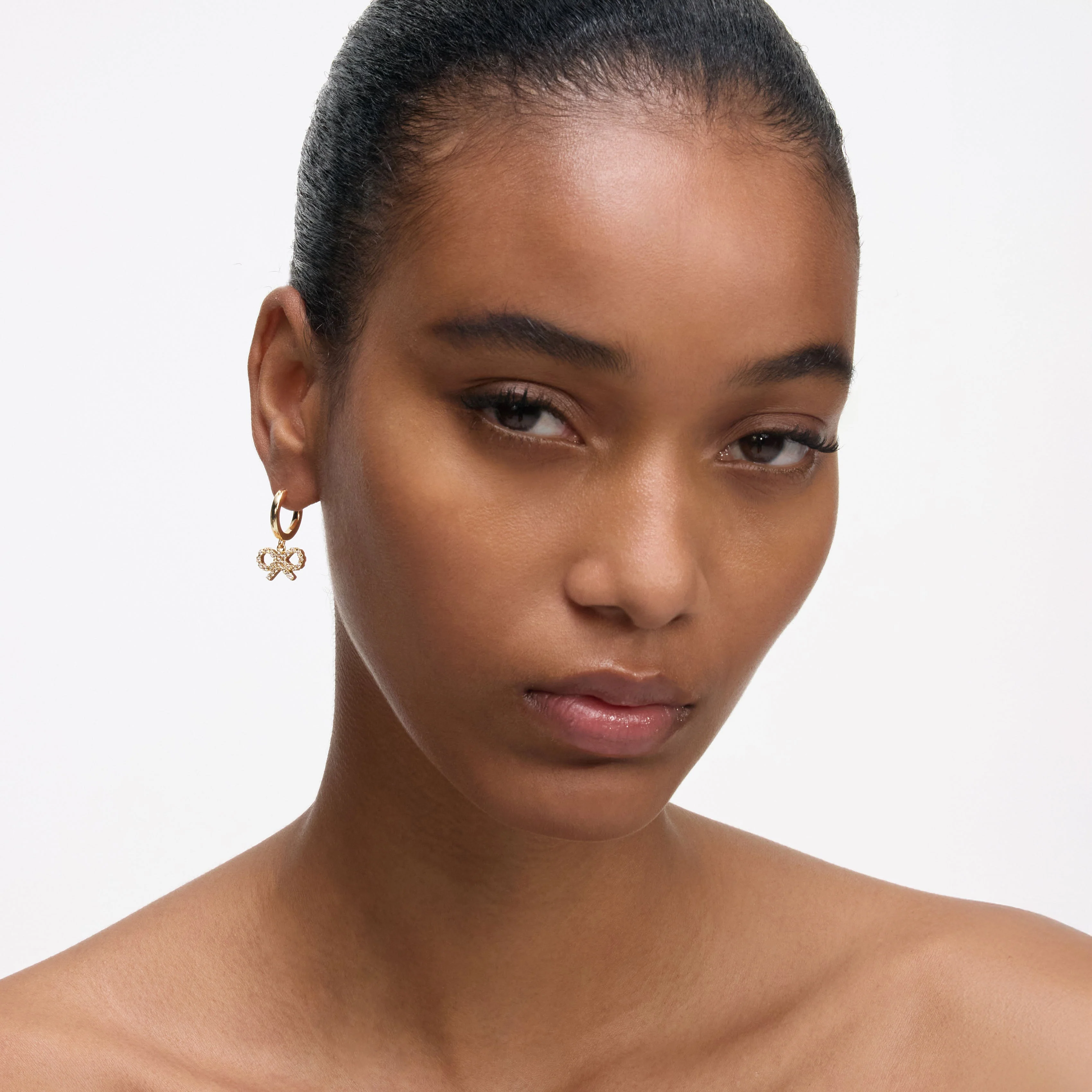 Gold Bow Hoop Earrings - Image 2
