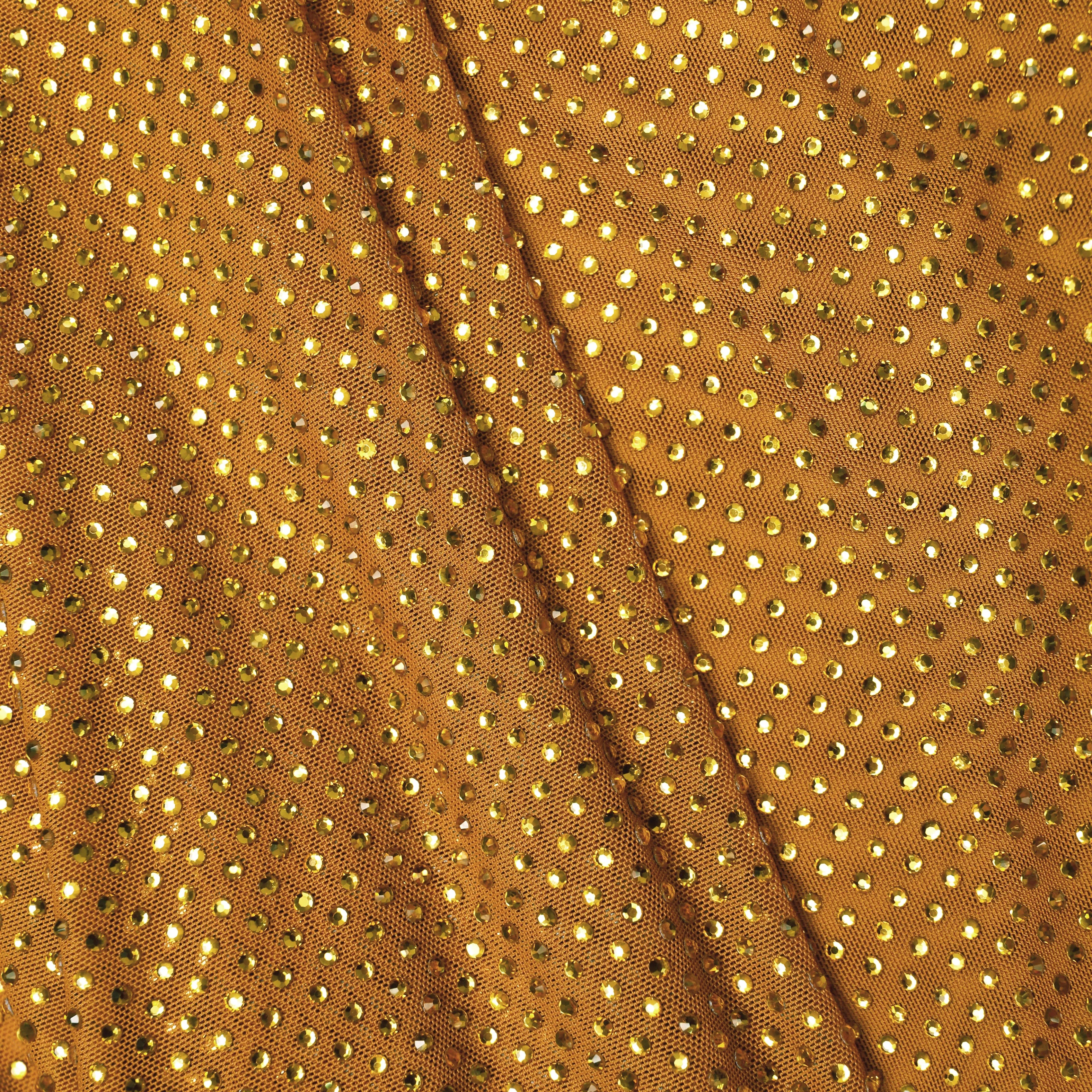 Gold Rhinestone Drape Maxi Dress - Image 5