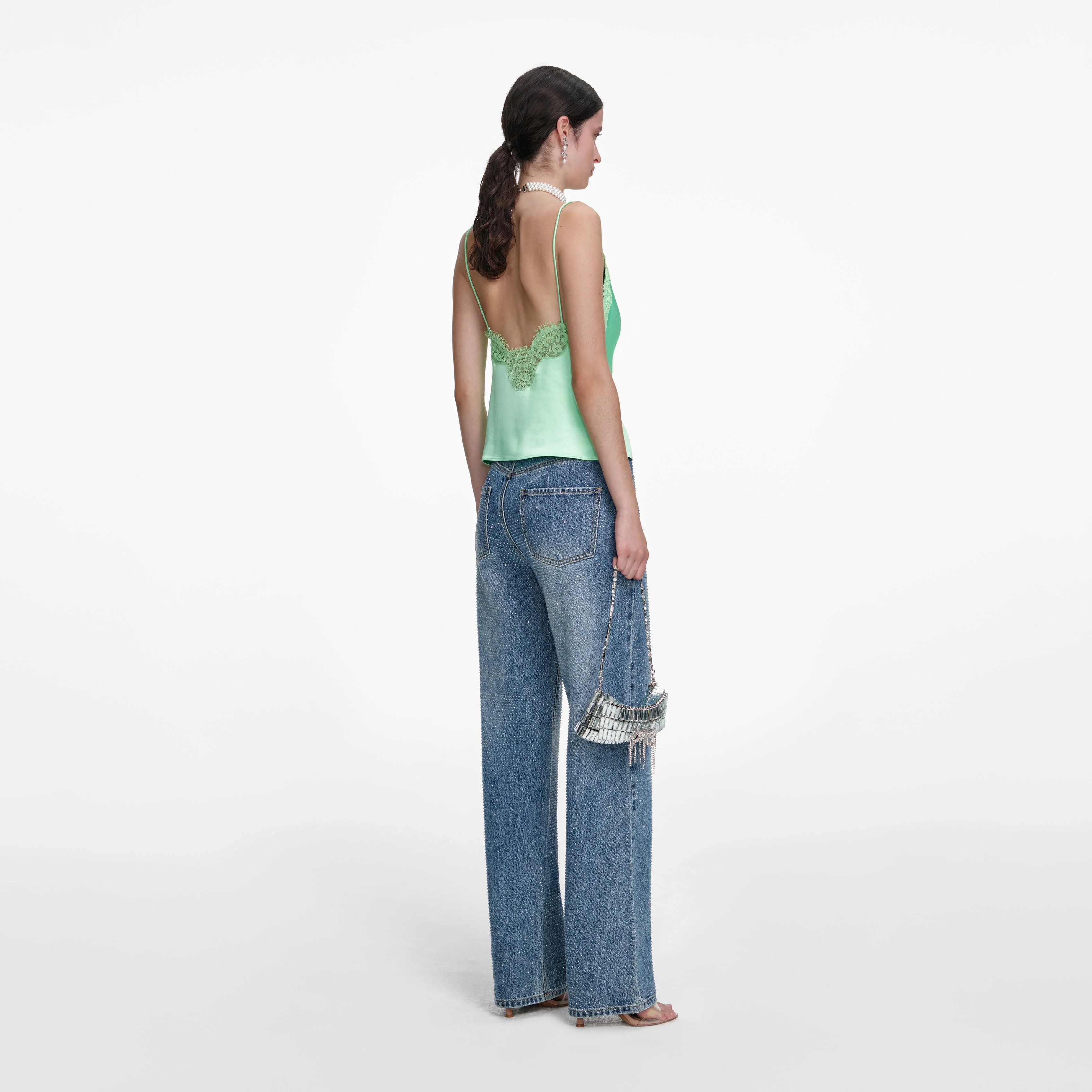 Green Satin Lace Top - Image 3