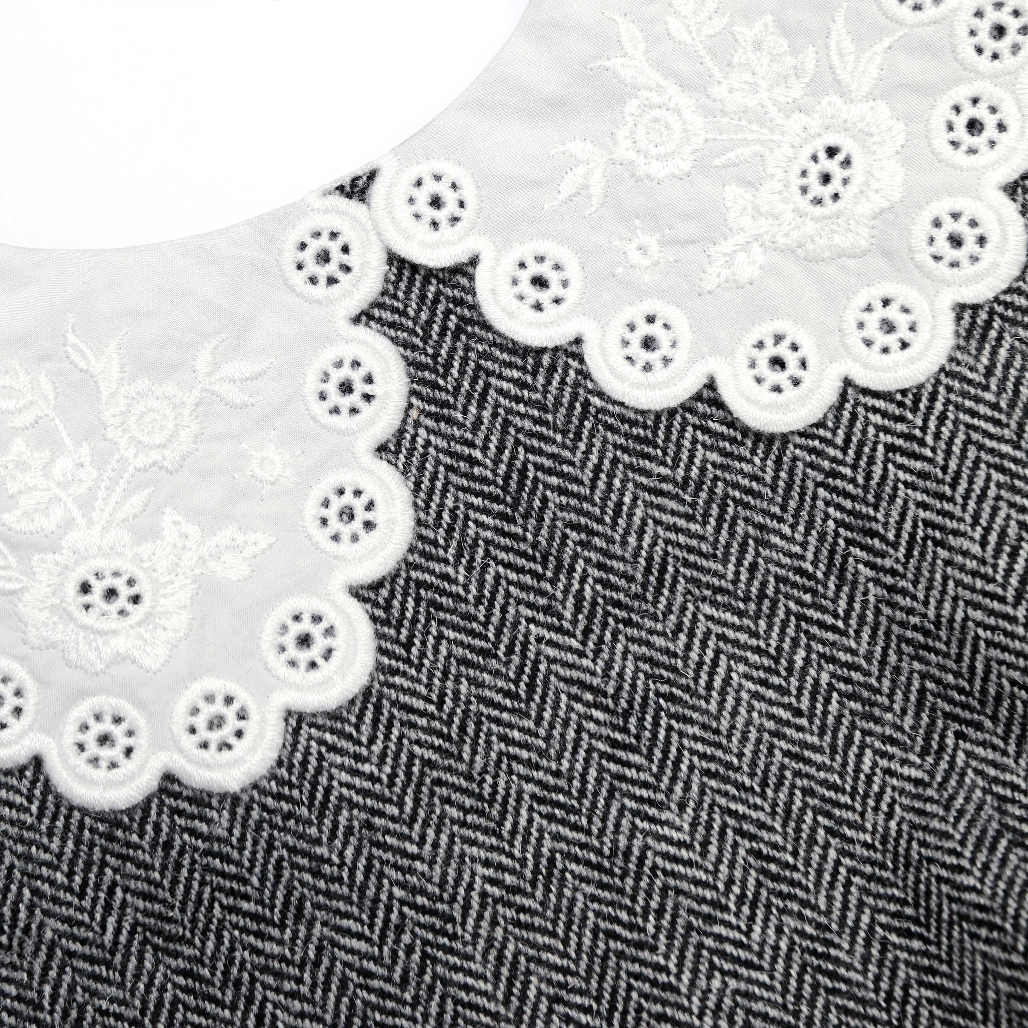 Grey Herringbone Collared Mini Dress - Image 5