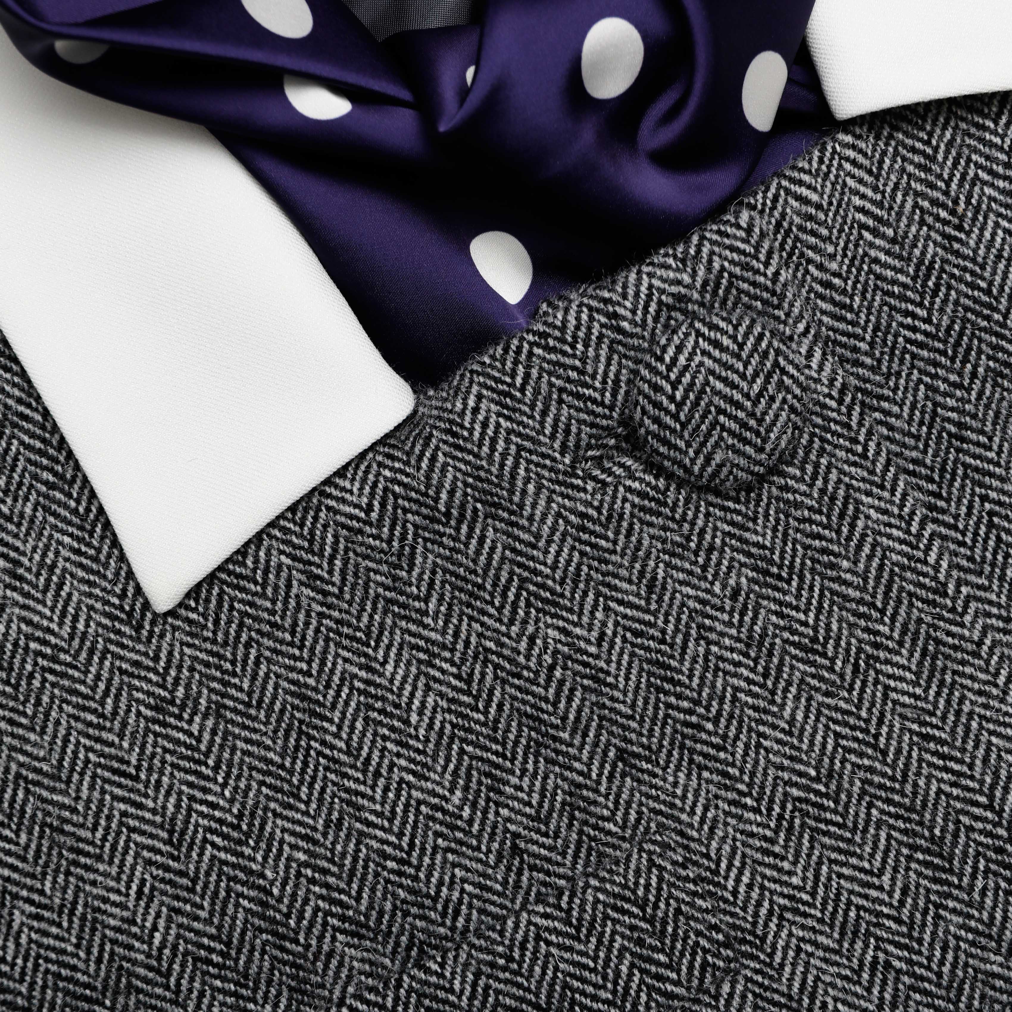 Grey Herringbone Scarf Detail Jacket - Image 6