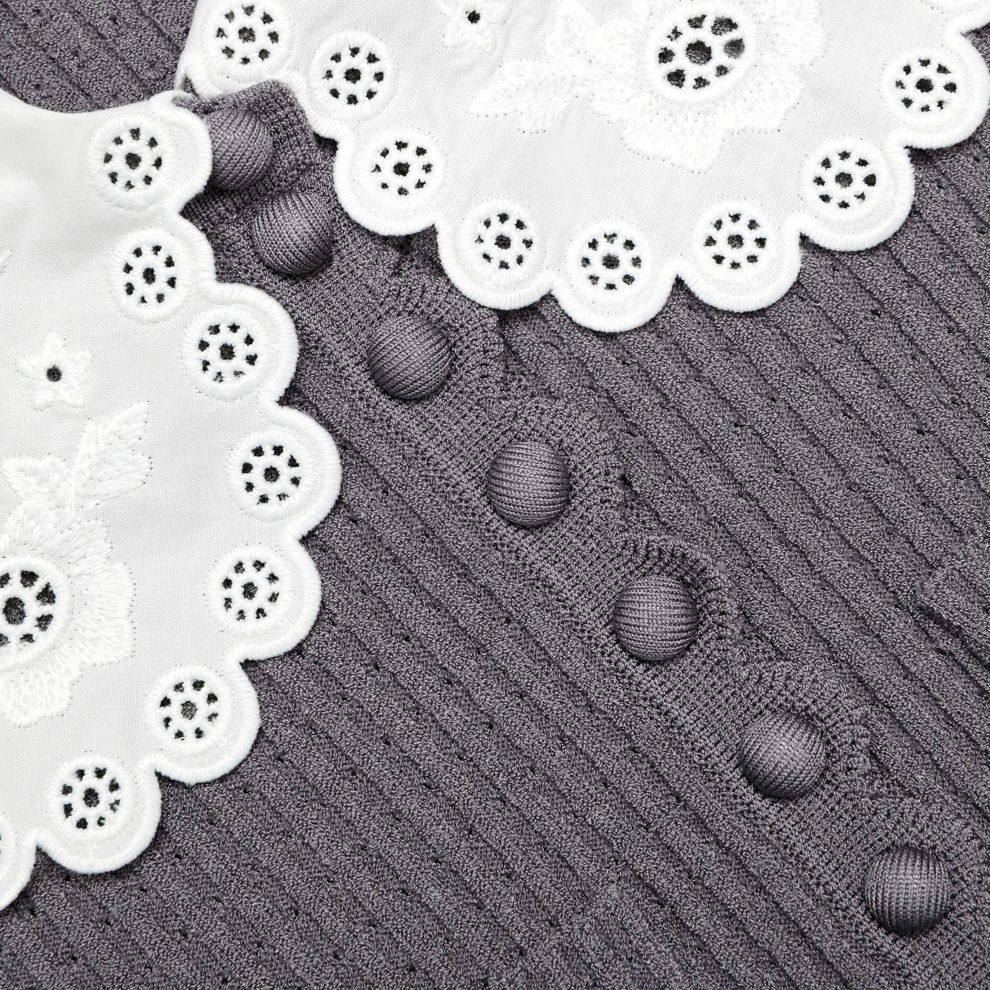Grey Lace Collar Knit Top - Image 5