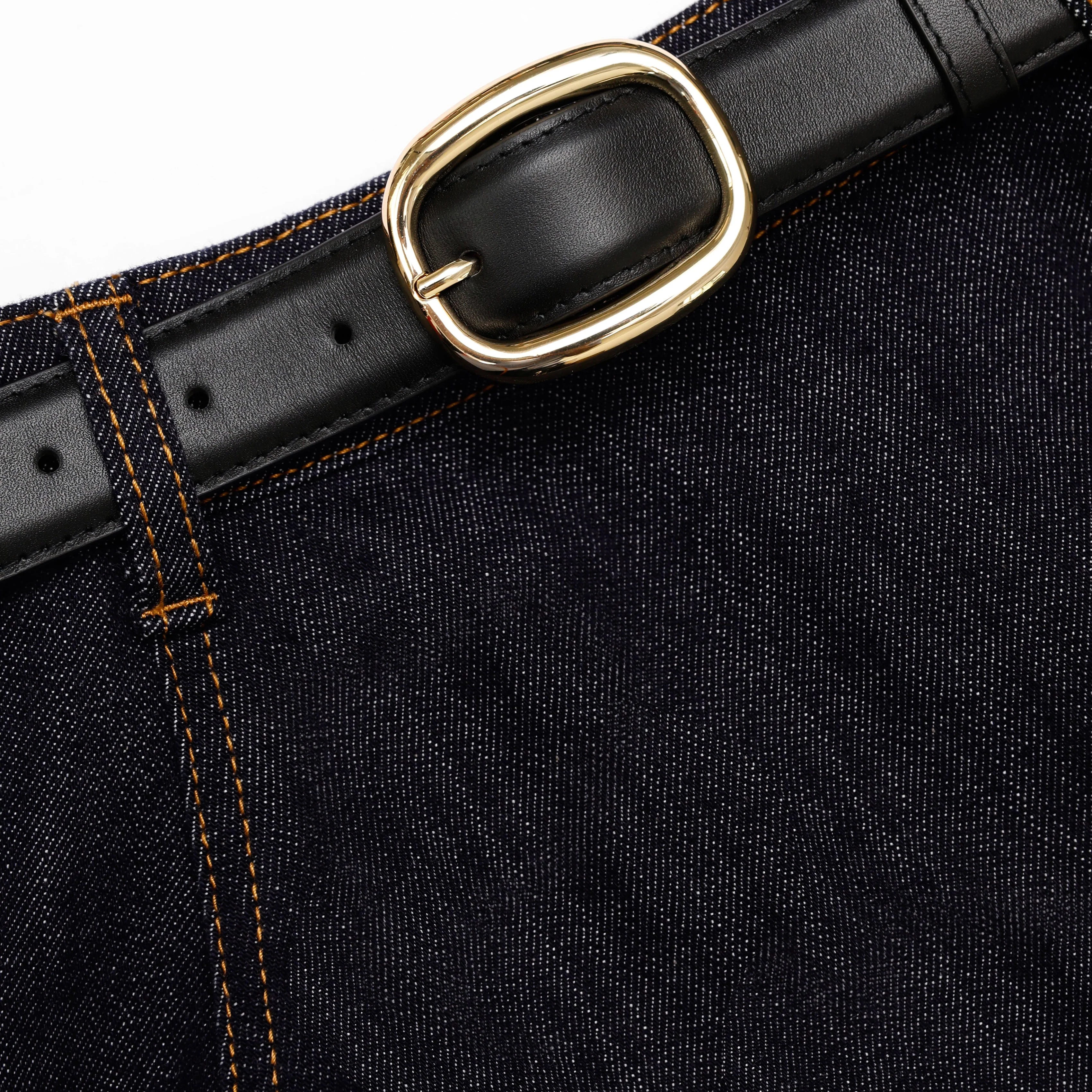 Indigo Denim Flared Midi Skirt - Image 5