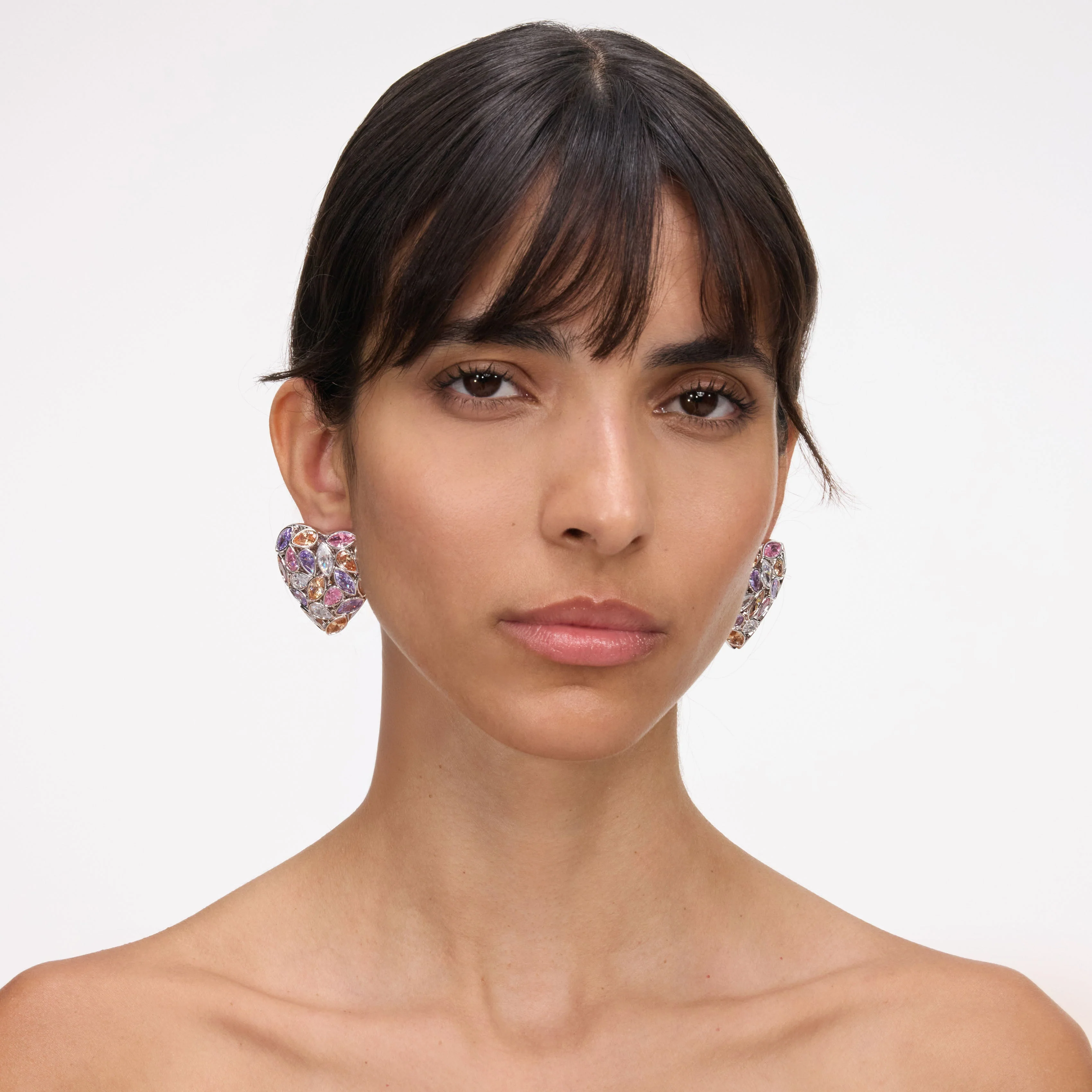 Multi Embellished Heart Earrings - Image 4