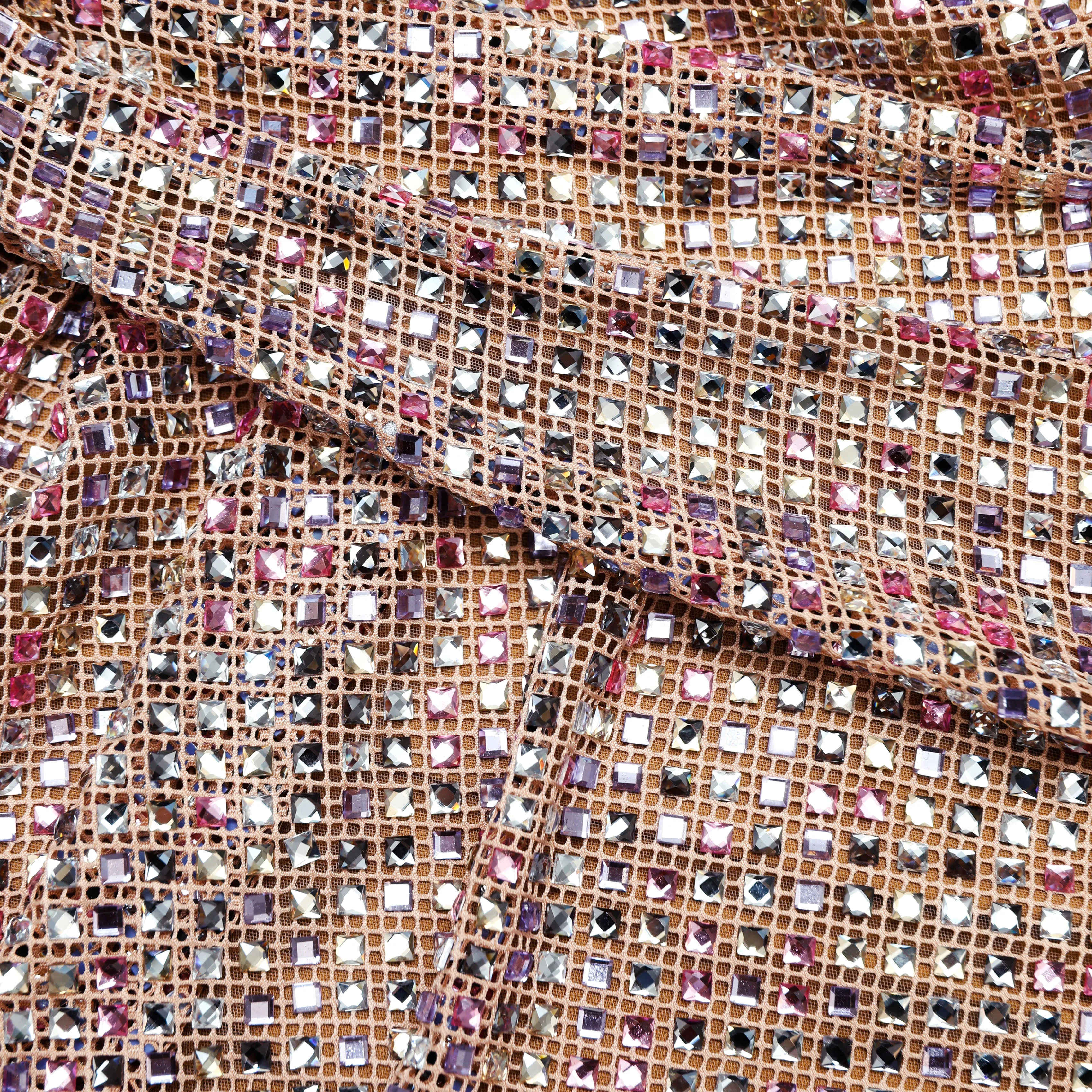 Multi Rhinestone Fishnet Mini Skirt - Image 5