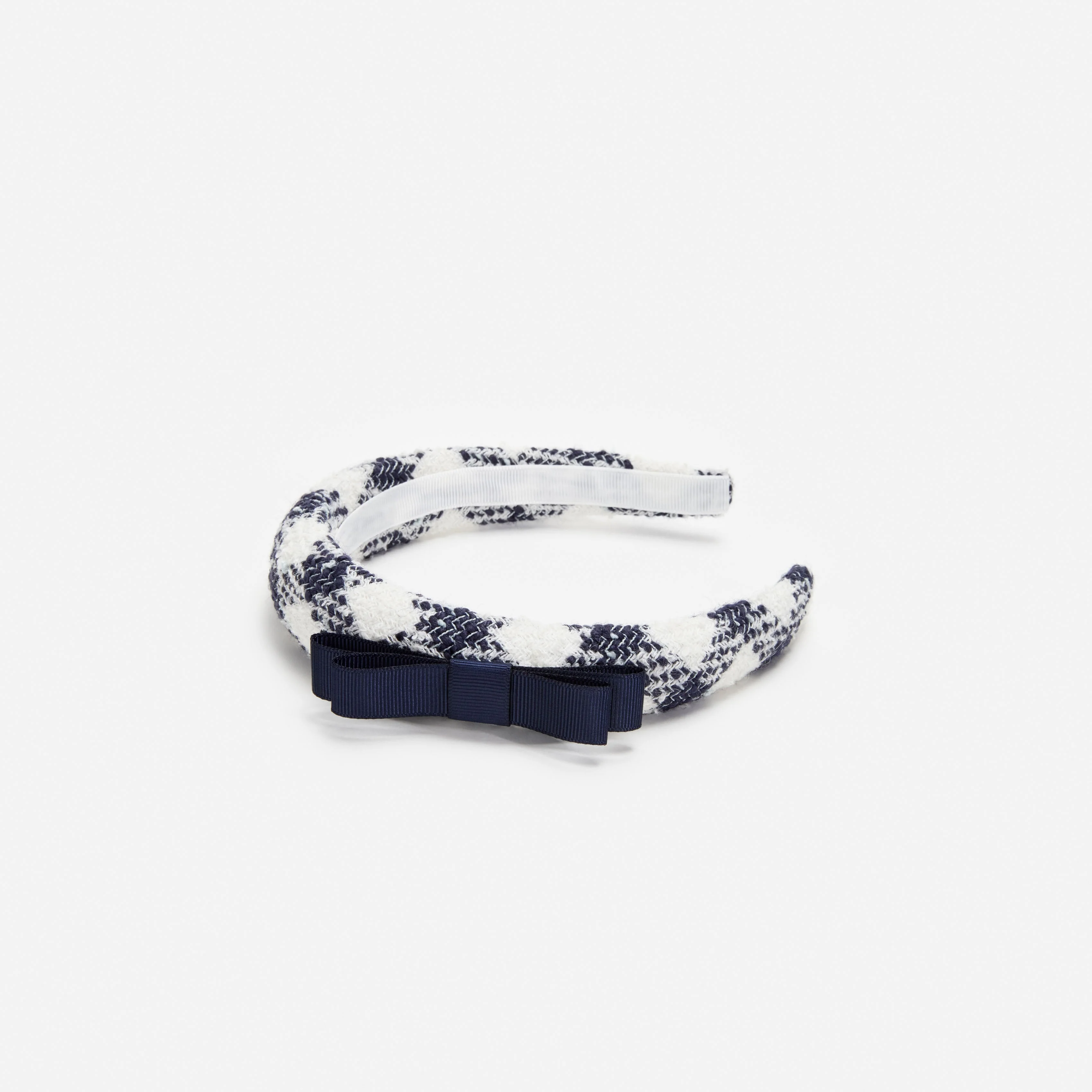 Navy Check Boucle Headband - Image 2