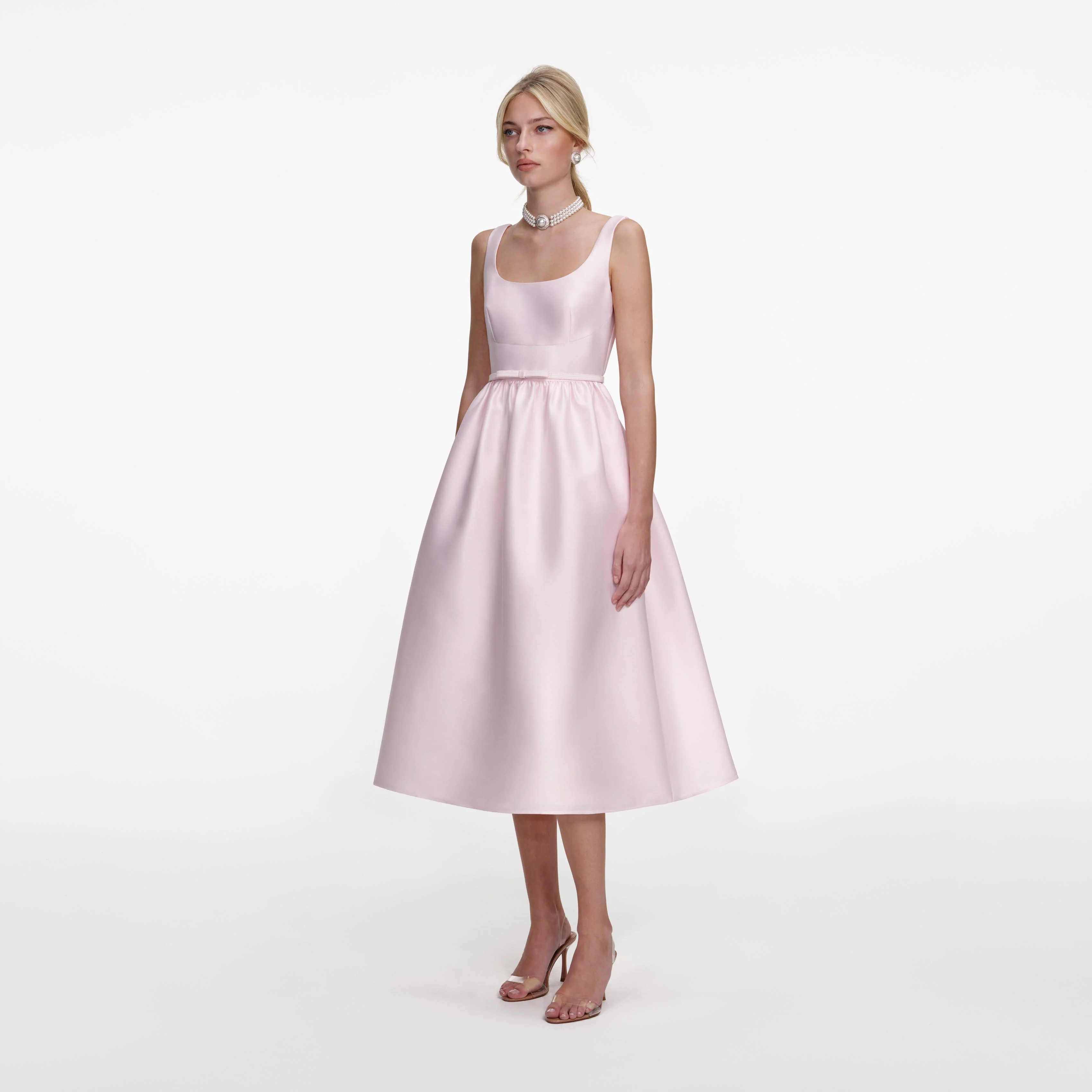 Pink Taffeta Midi Dress - Image 2
