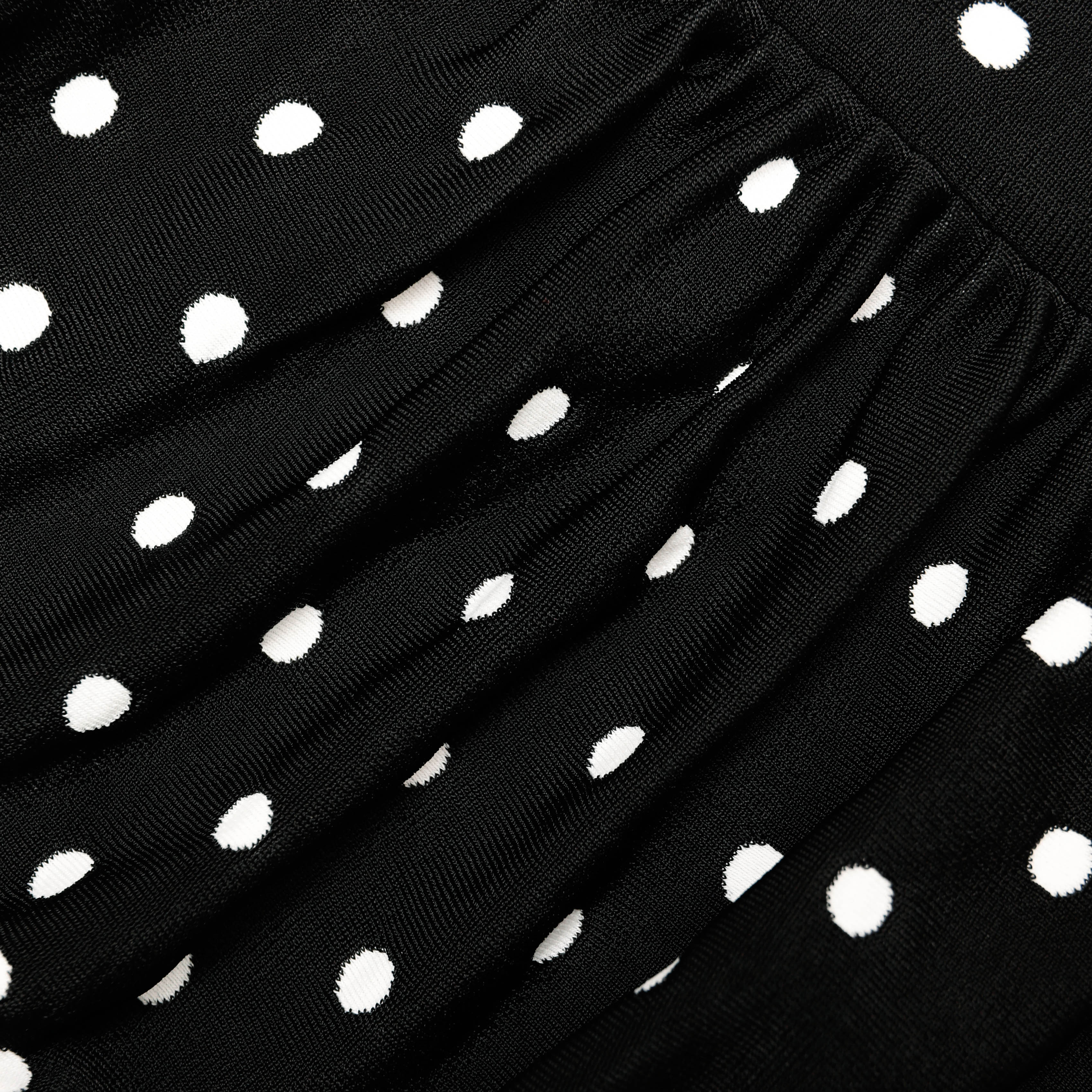 Polka Dot Draped Knit Midi Dress - Image 5