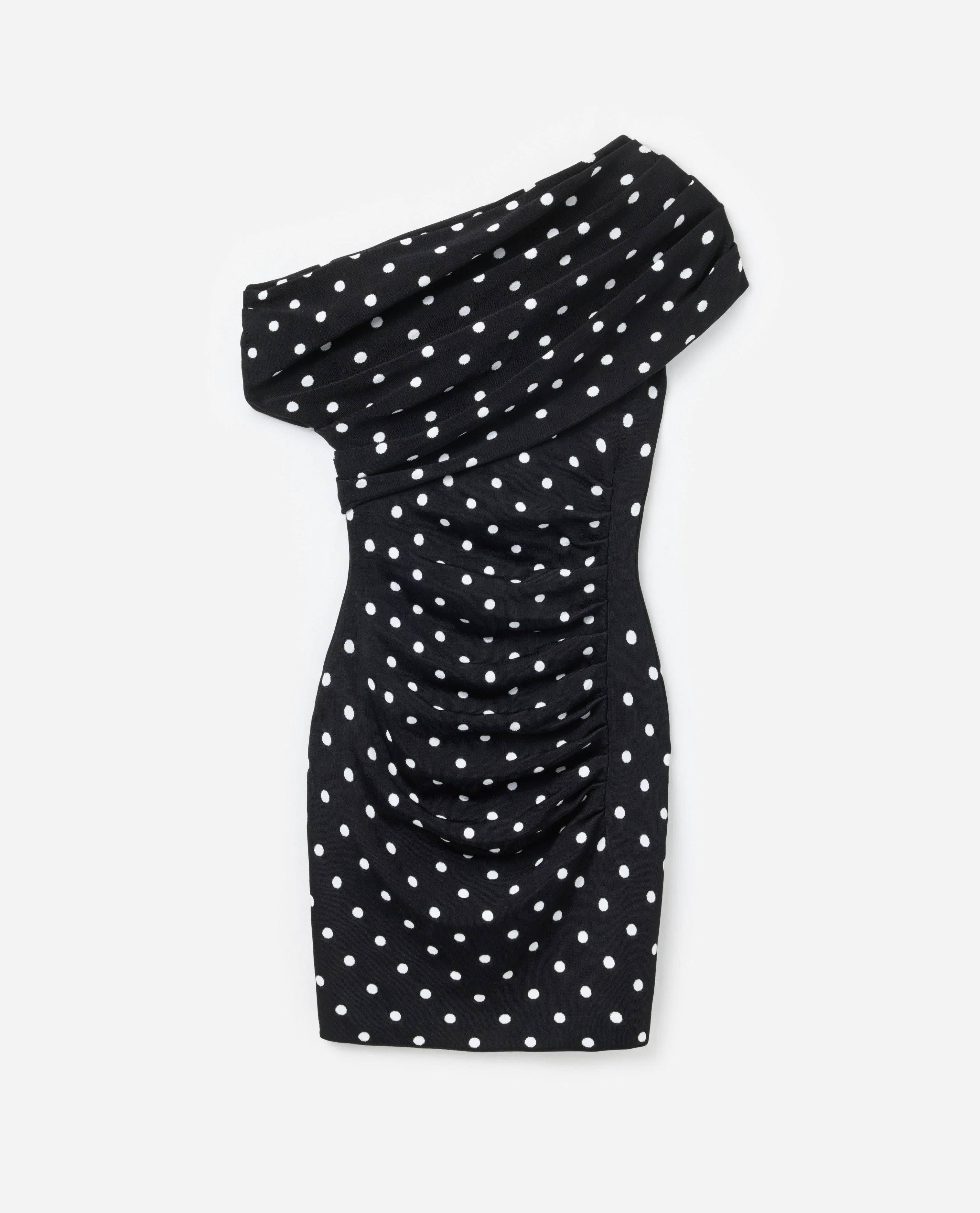 Polka Dot Draped Knit Mini Dress - Image 6