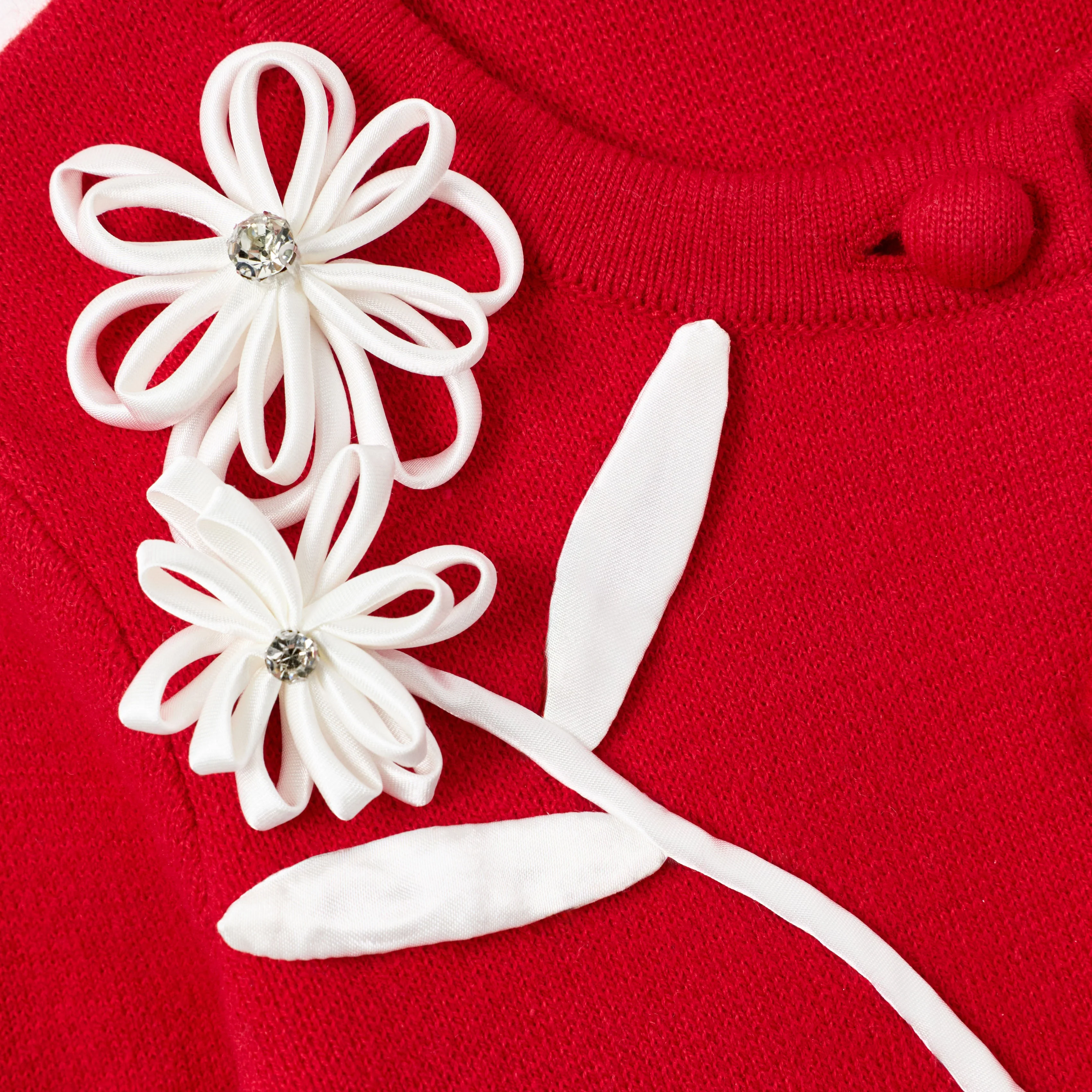 Red Flower Trim Cardigan - Image 4