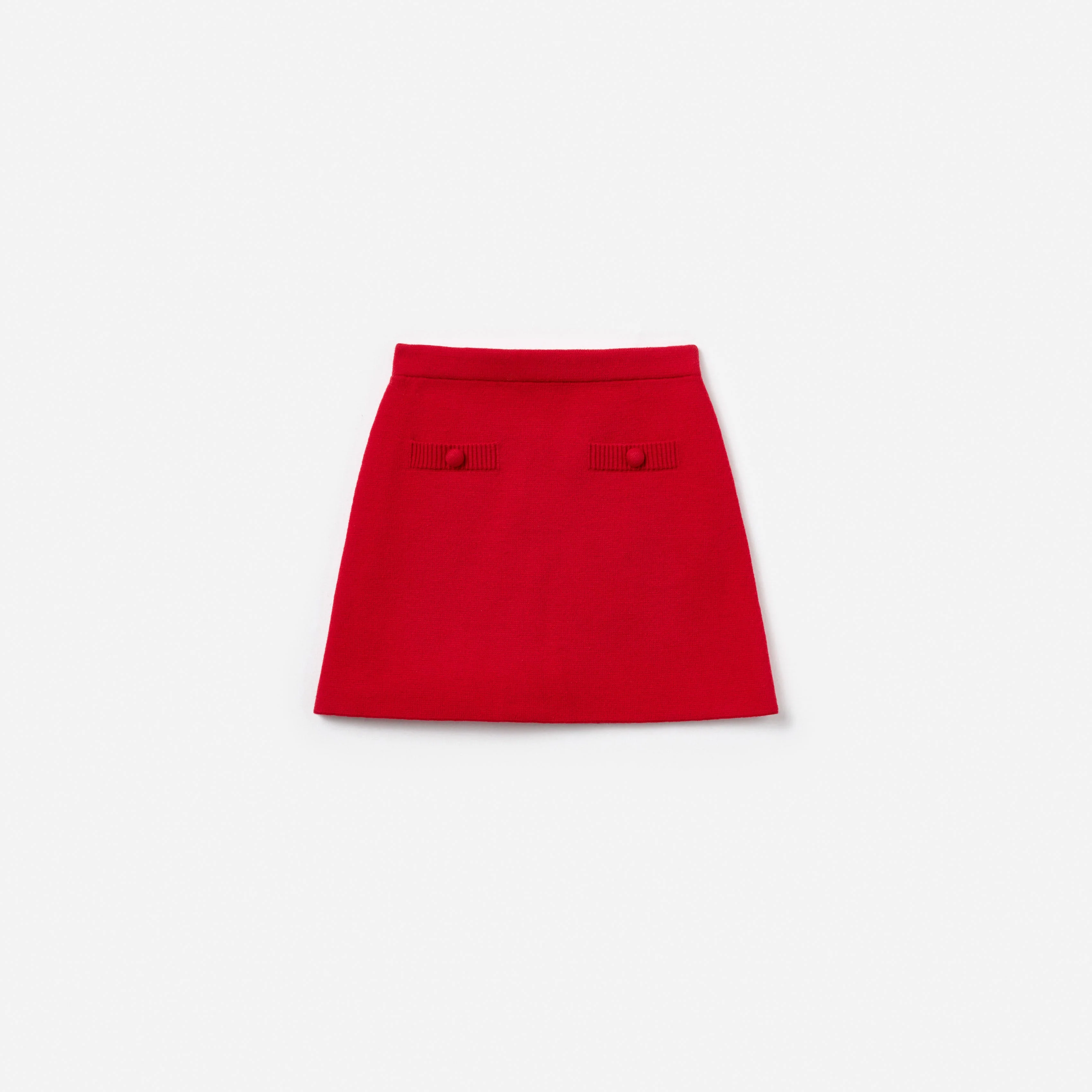 Red Flower Trim Knit Skirt
