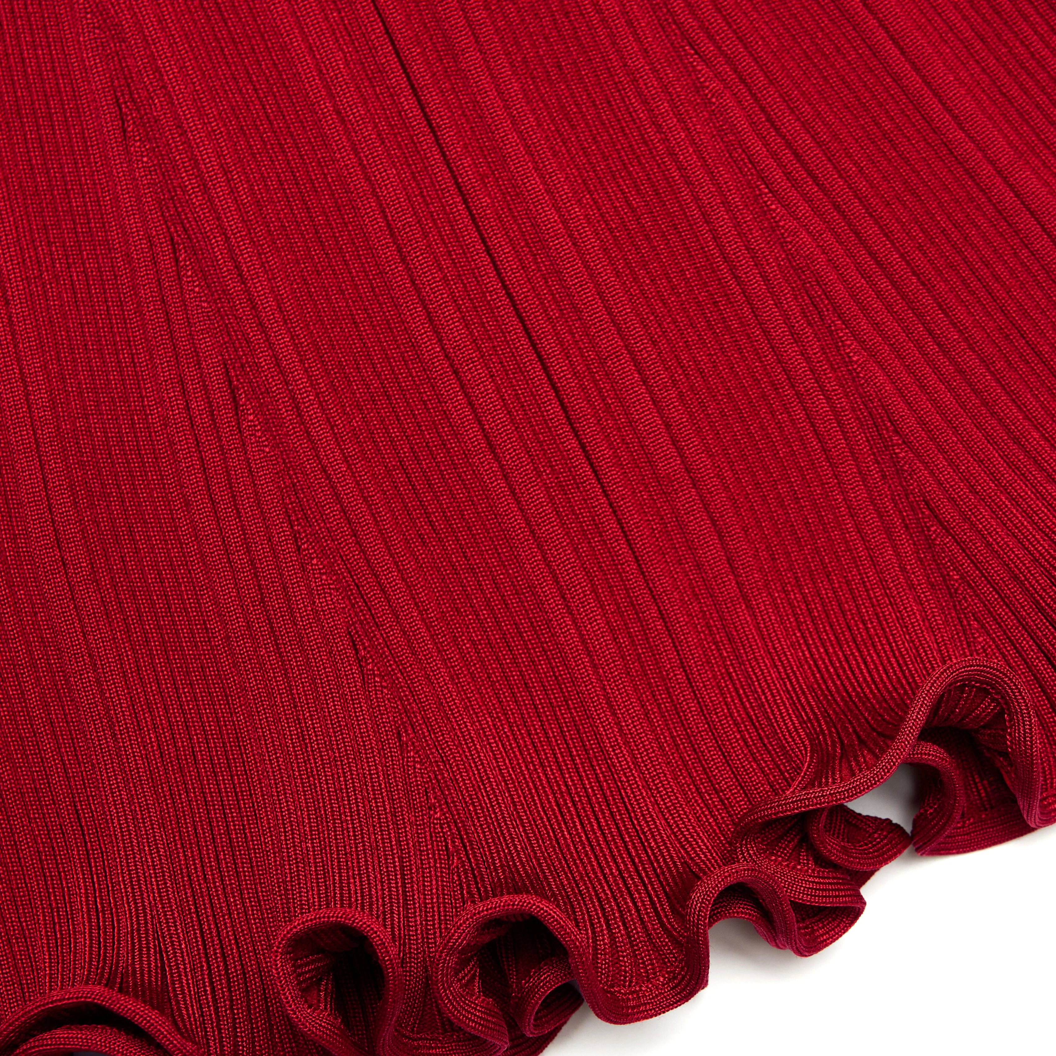 Red Viscose Knit Midi Skirt - Image 5