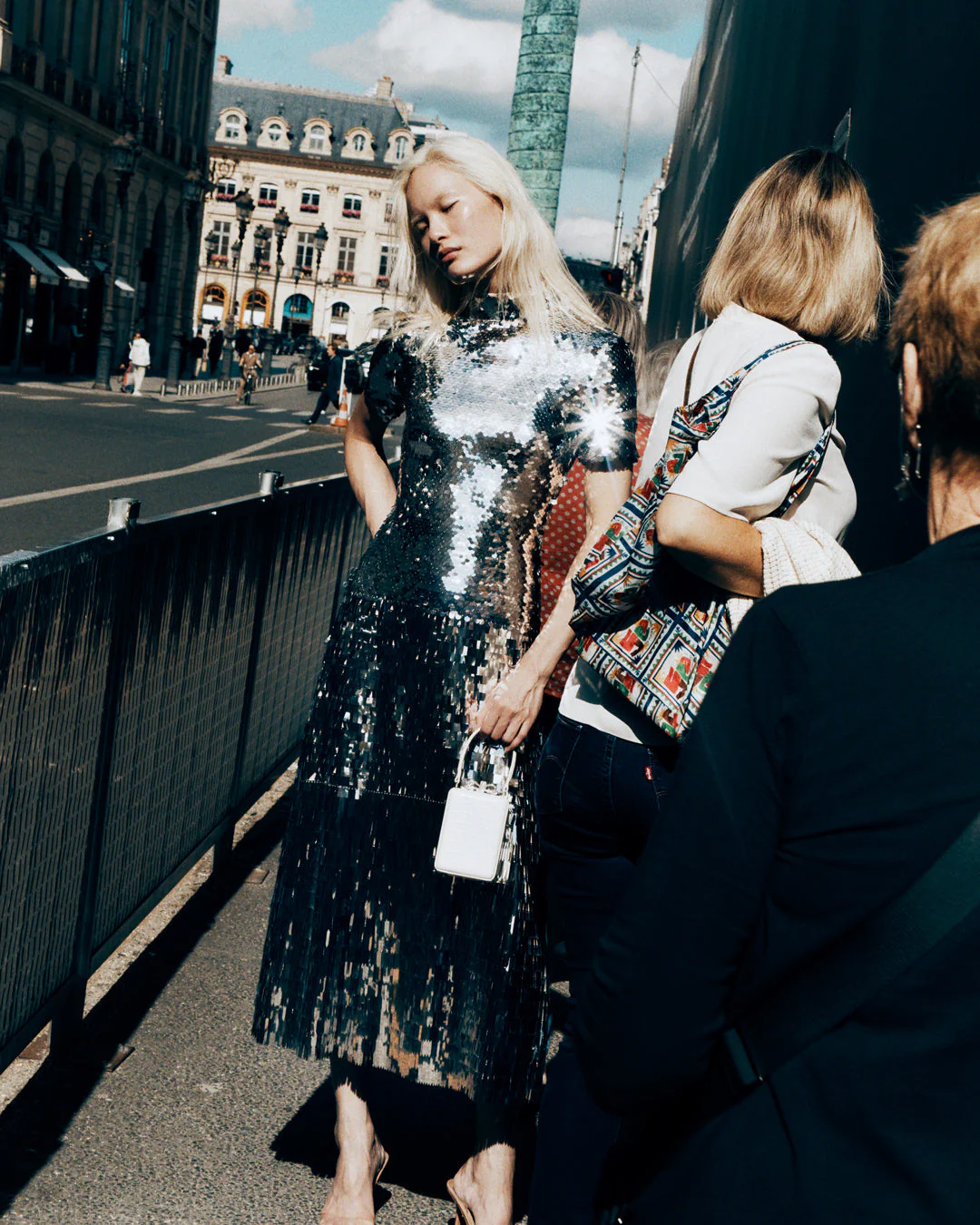Silver Gradient Sequin Midi Dress - Image 6