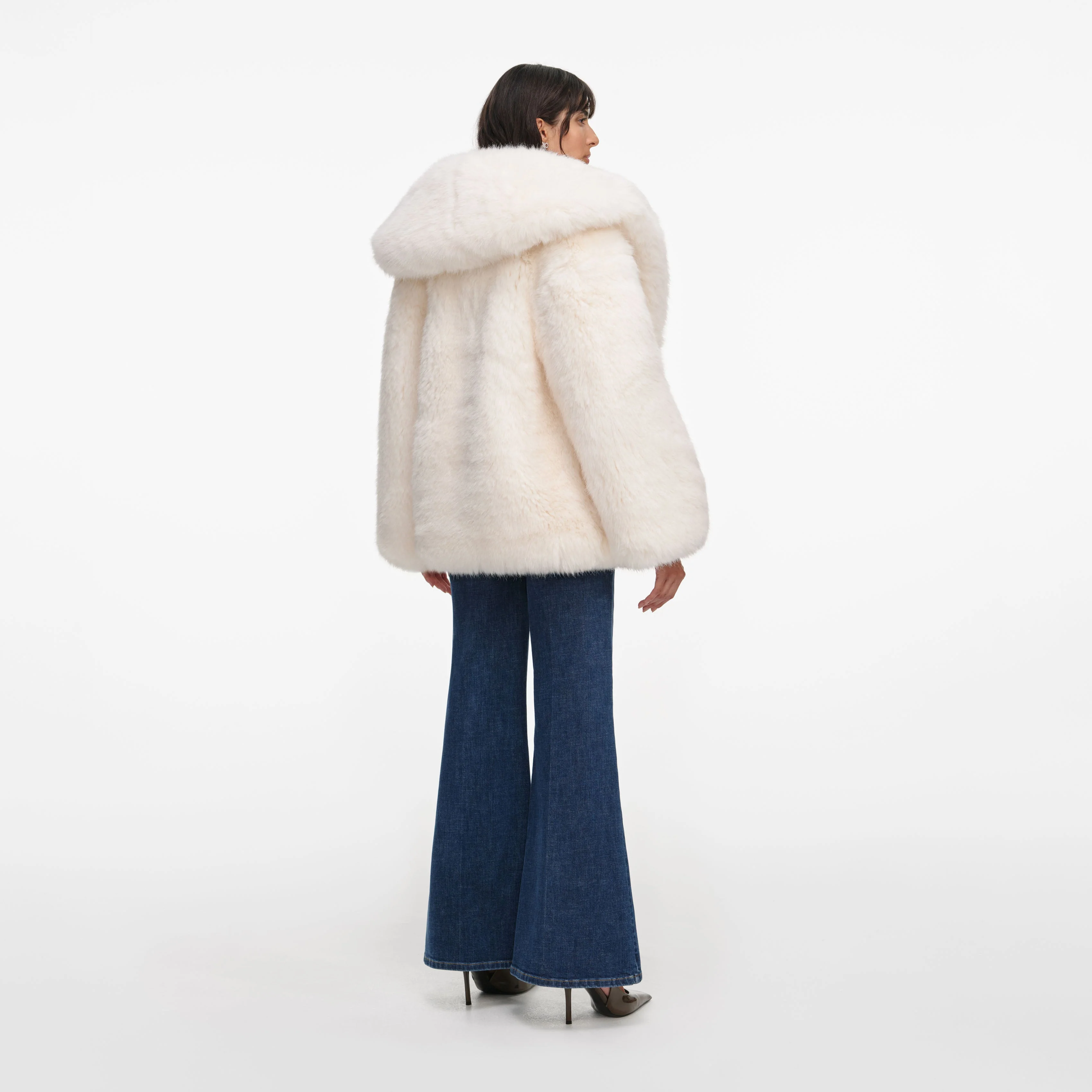 White Faux Fur Coat - Image 3