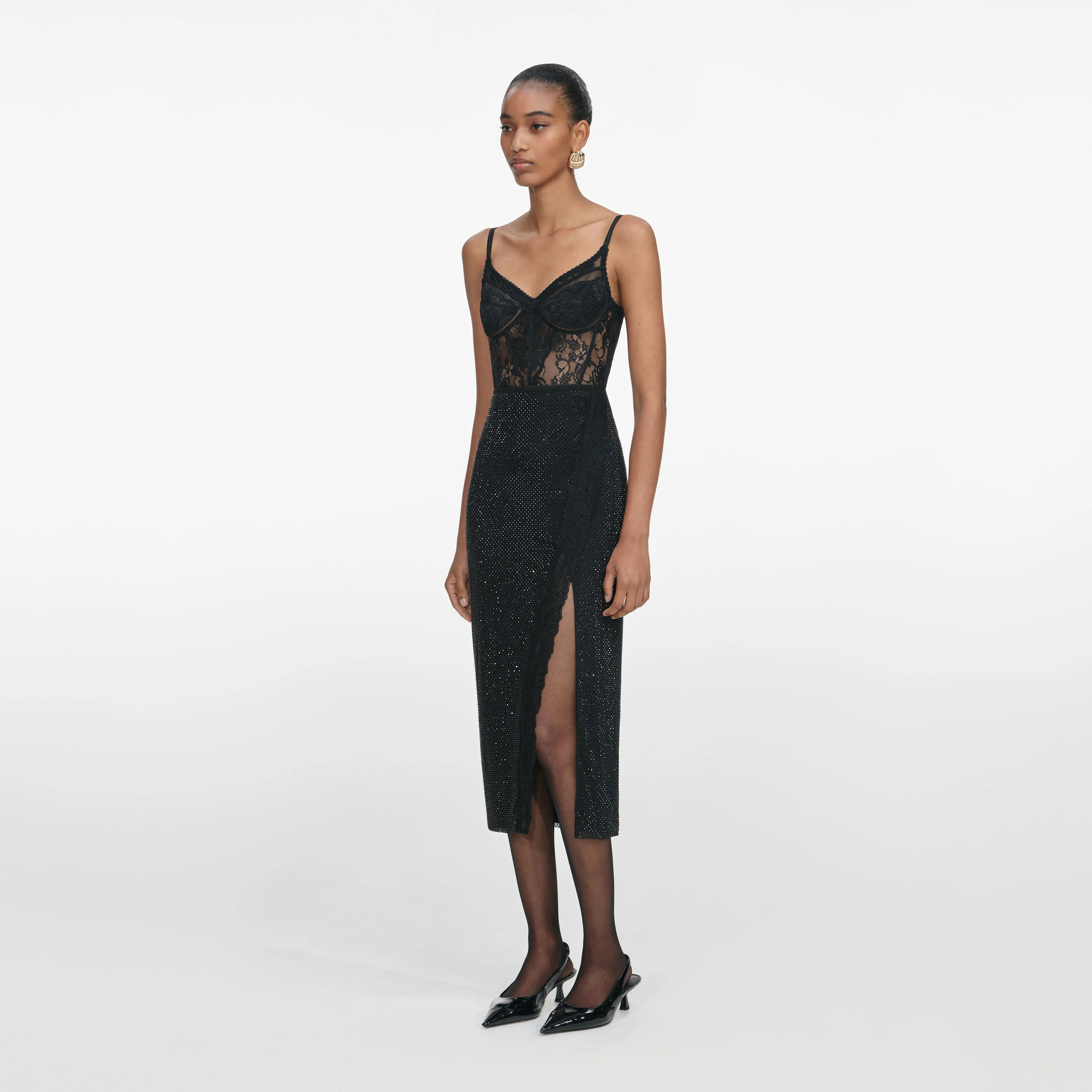 Black Lace Strappy Top - Image 2