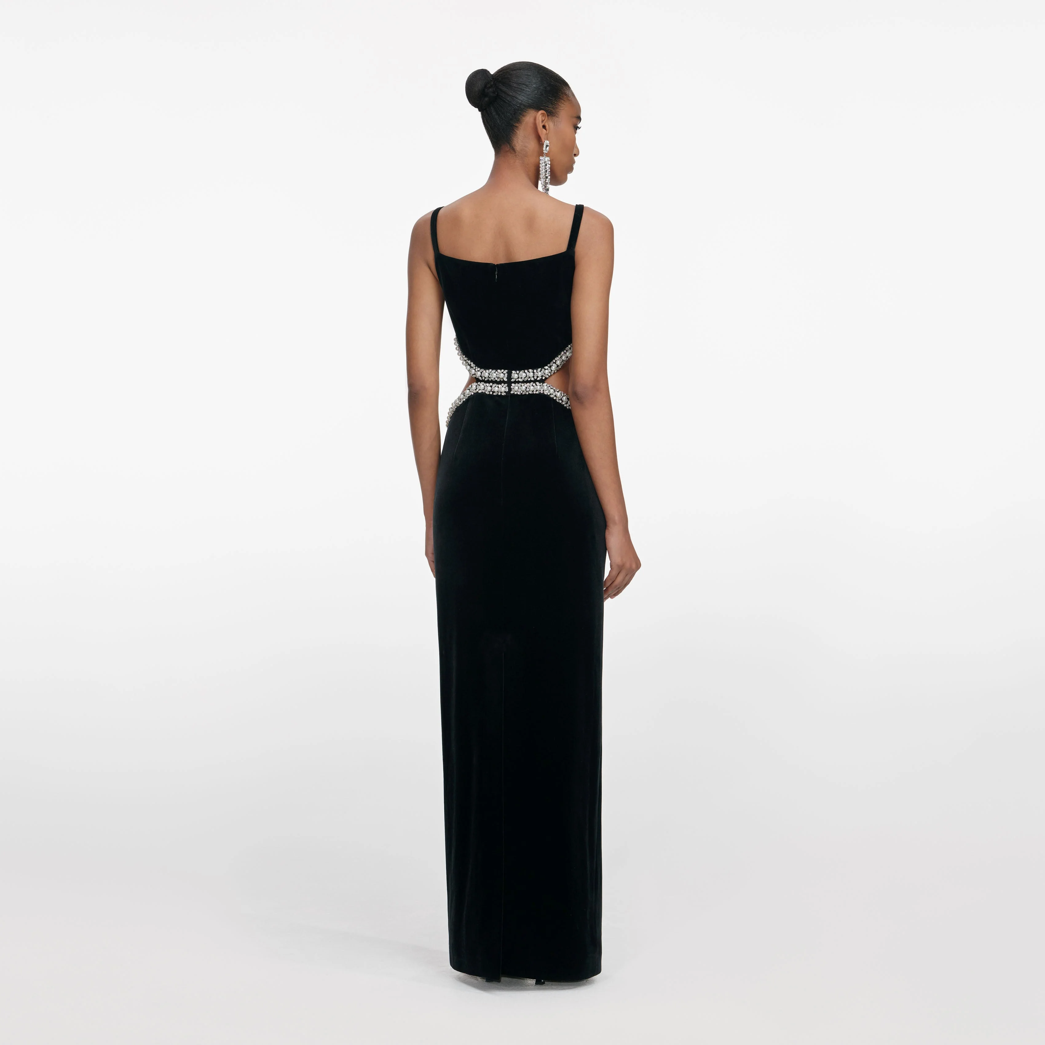 Black Velvet Cut Out Maxi Dress - Image 3