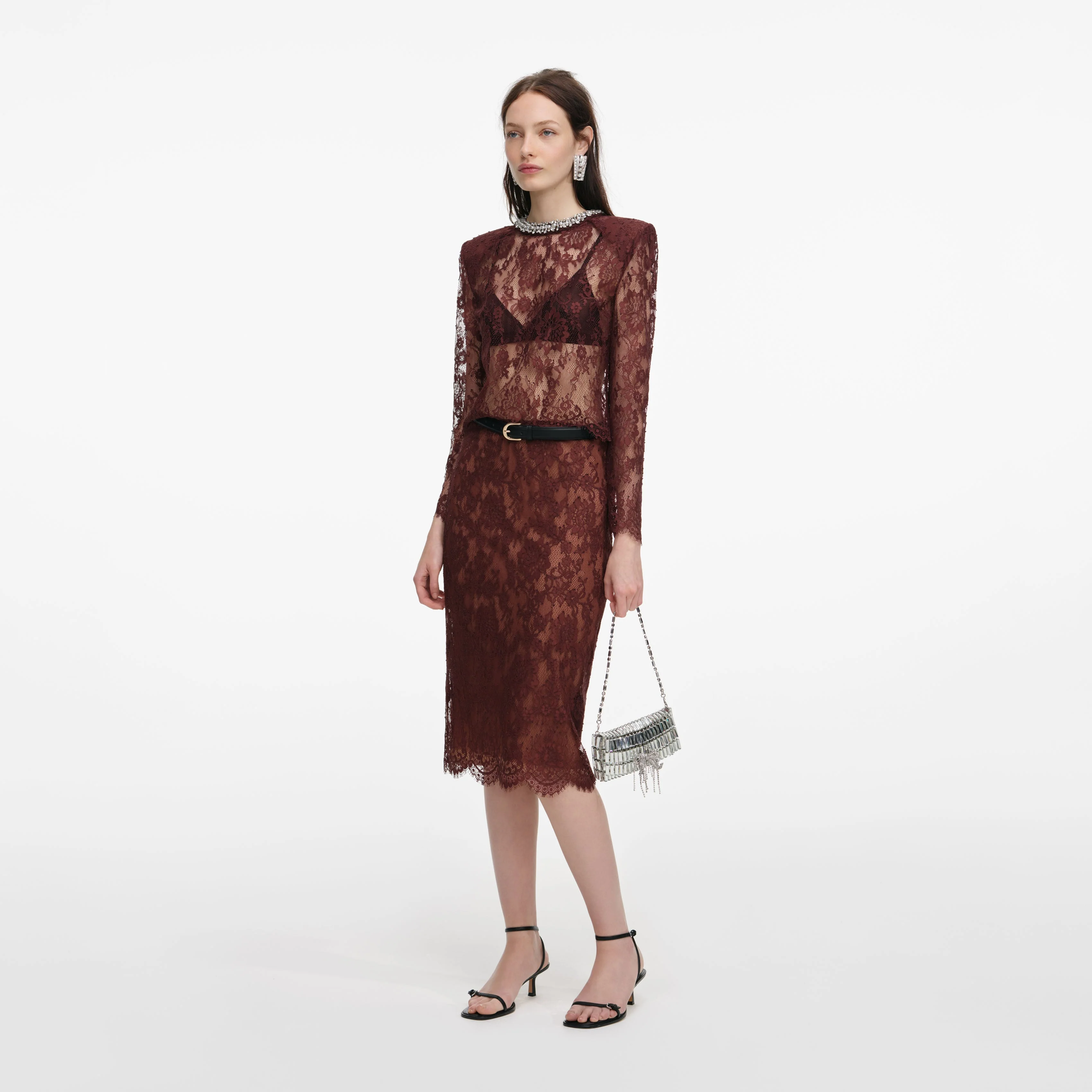 Brown Floral Lace Top - Image 2
