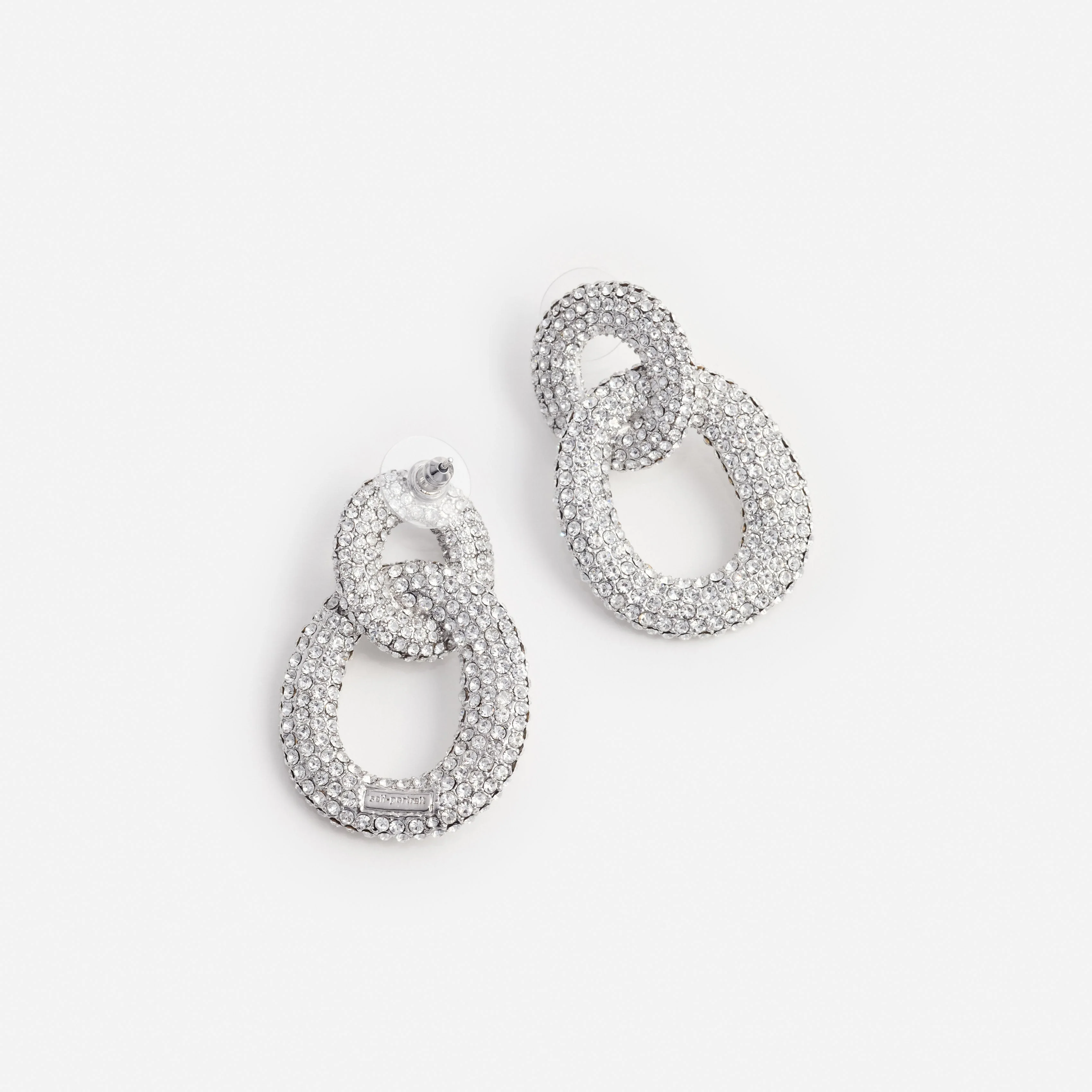 Silver Crystal Link Earrings - Image 3