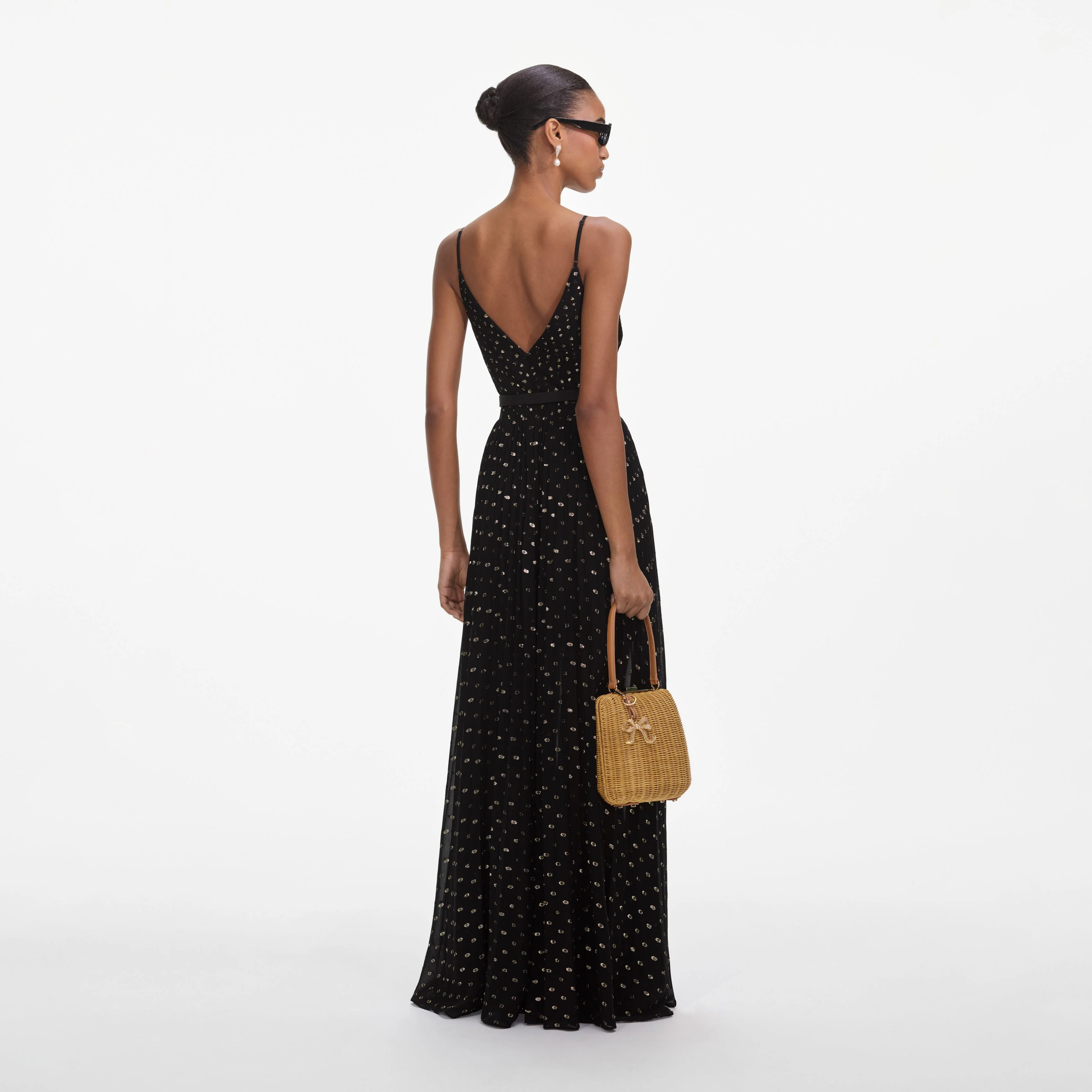 Black And Gold Chiffon Maxi Dress - Image 3