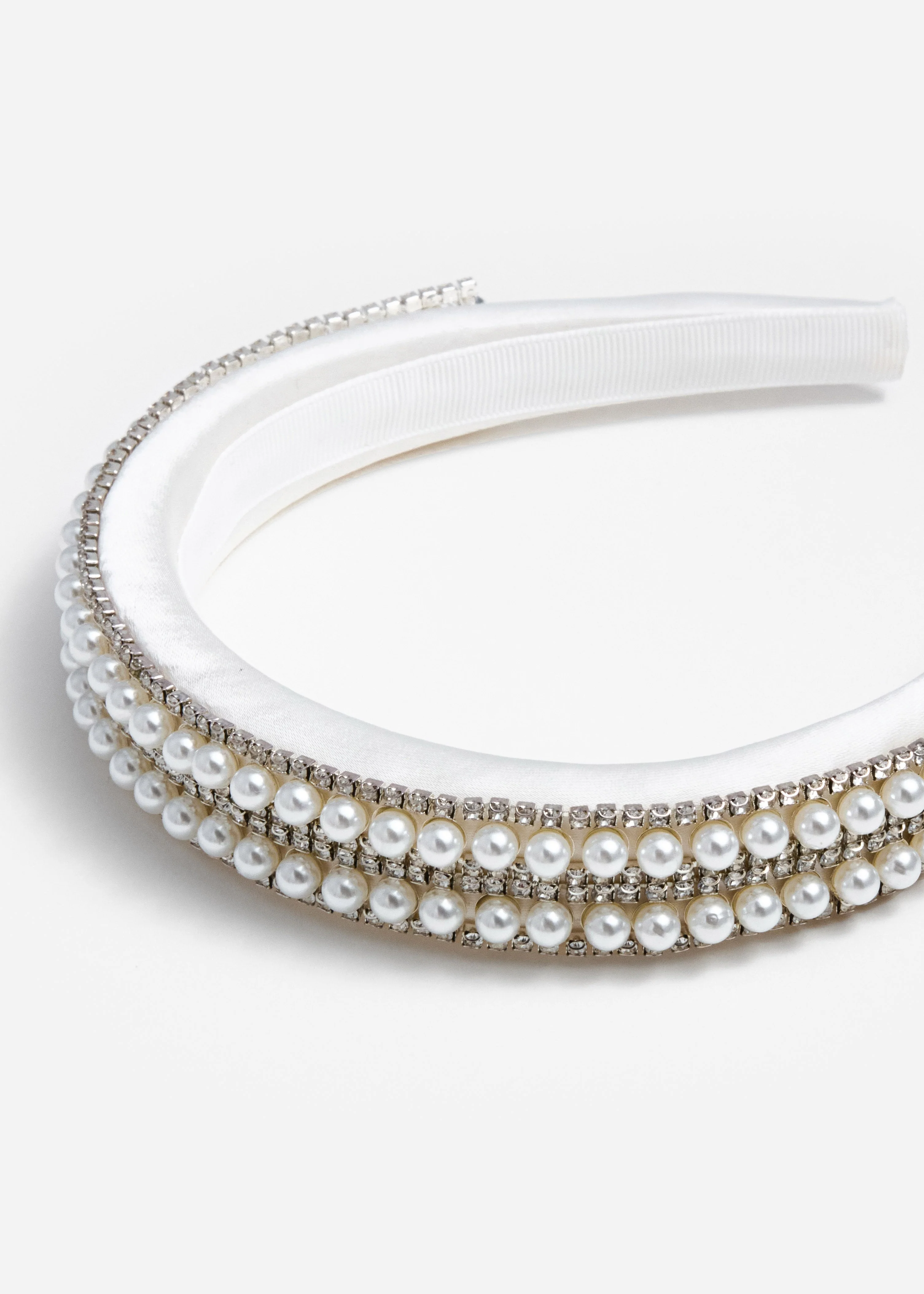 Crystal Pearl Satin Headband - Image 2