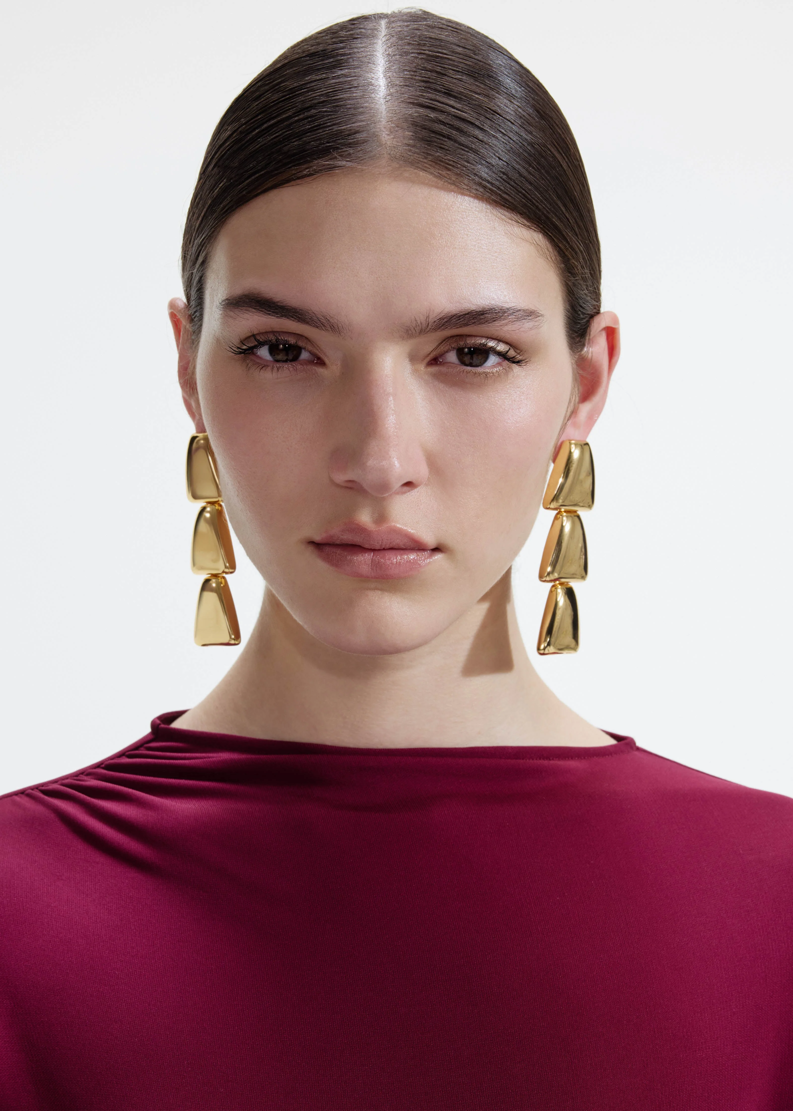 Gold Tiered Bell Earrings - Image 2