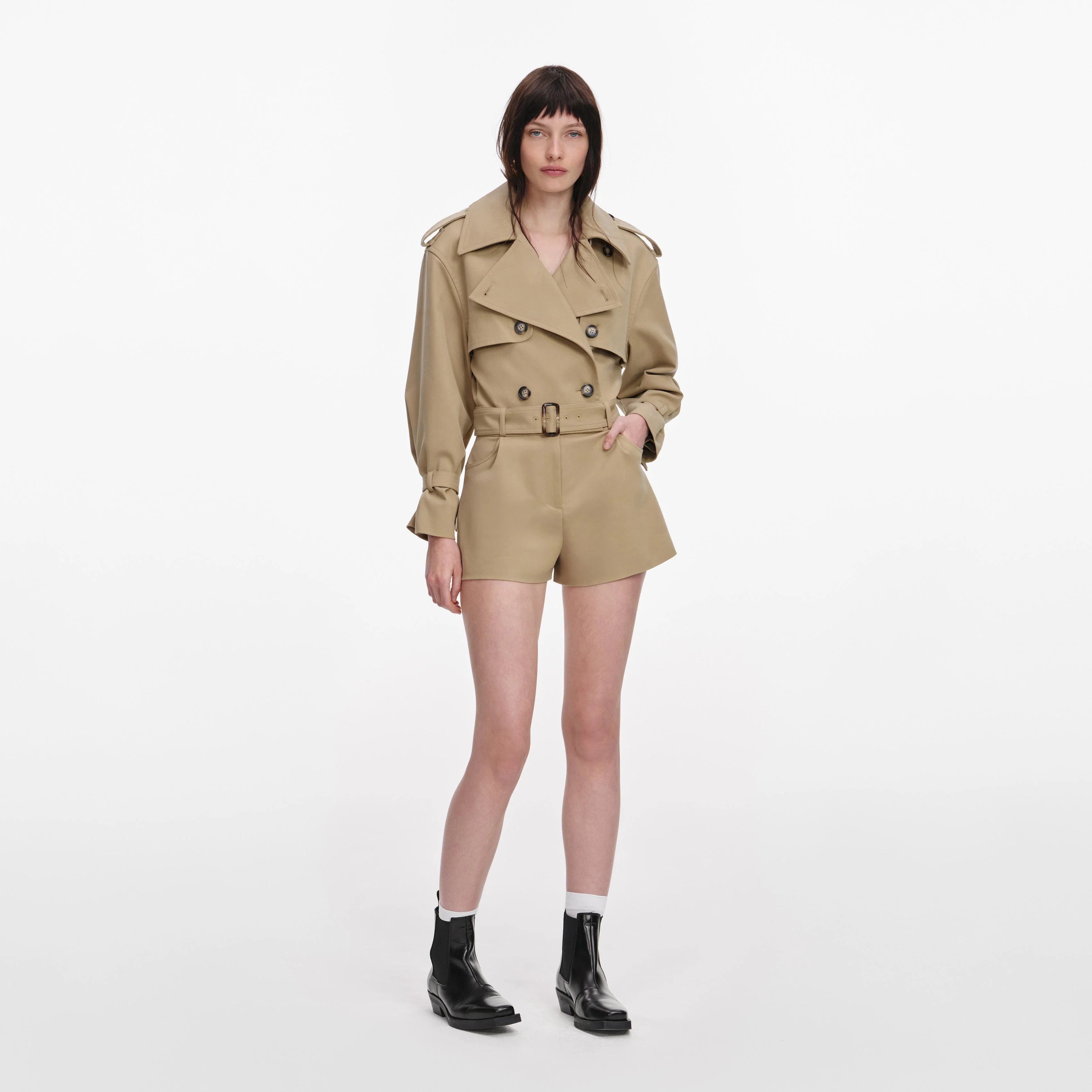 Beige Cotton Playsuit
