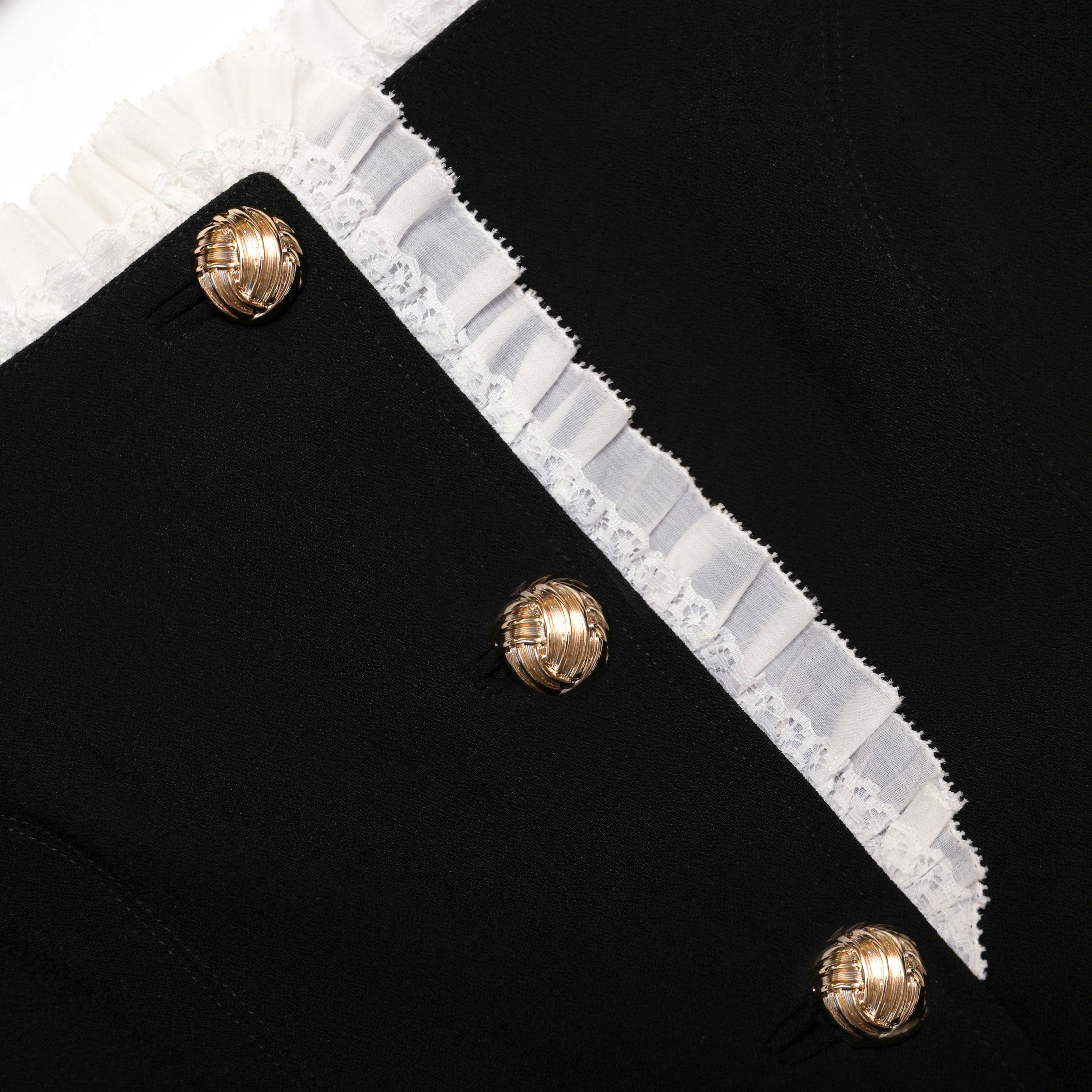 Black Crepe Contrast Frill Top - Image 5